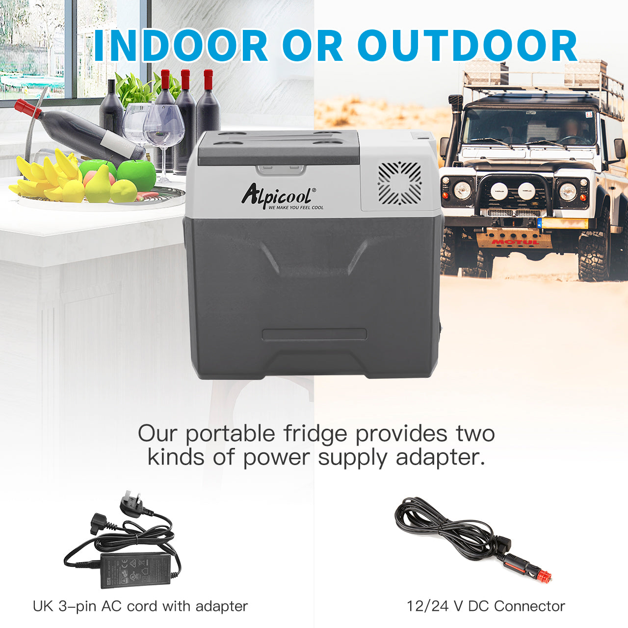Alpicool CX50 12V Portable Car Refrigerator Freezer - 18 Quart Compact Fridge for Road Trips, Camping & Tailgating - Dual Zone Cooling & DC/AC Power