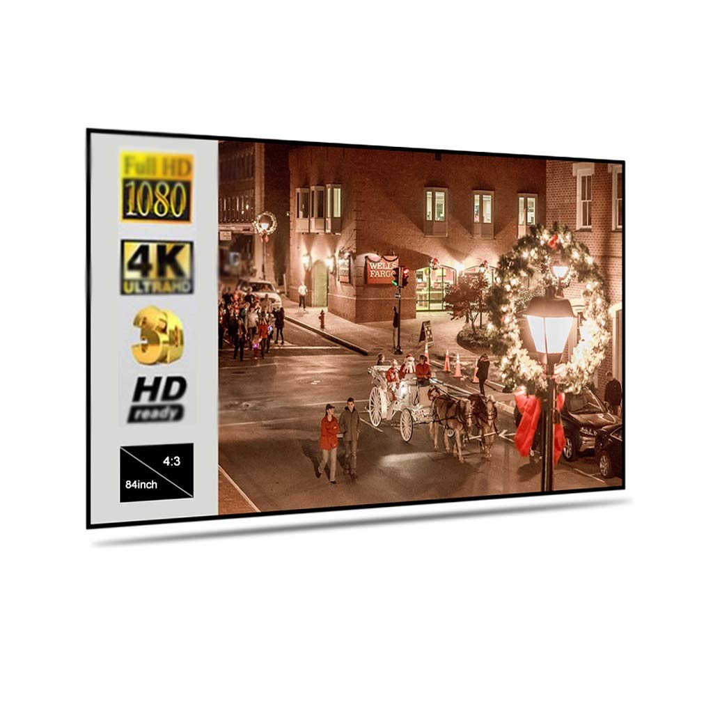 DSFEOIGY 84 Inch Portable Projector Screen - 4:3 Foldable Projection Screen with Metal Layer & Light Resistant Technology for Home Theater, Outdoor Movies, Classroom Presentations & Office Meetings