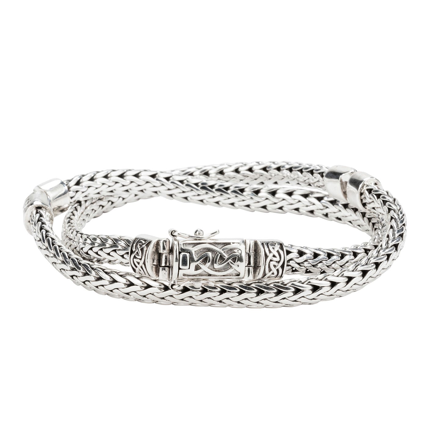 Silver Celtic Dragon Weave Hinged Chain Bracelet - Viking Jewelry for Men & Women - Perfect for Medieval Costumes, Renaissance Fairs & Fantasy Lovers