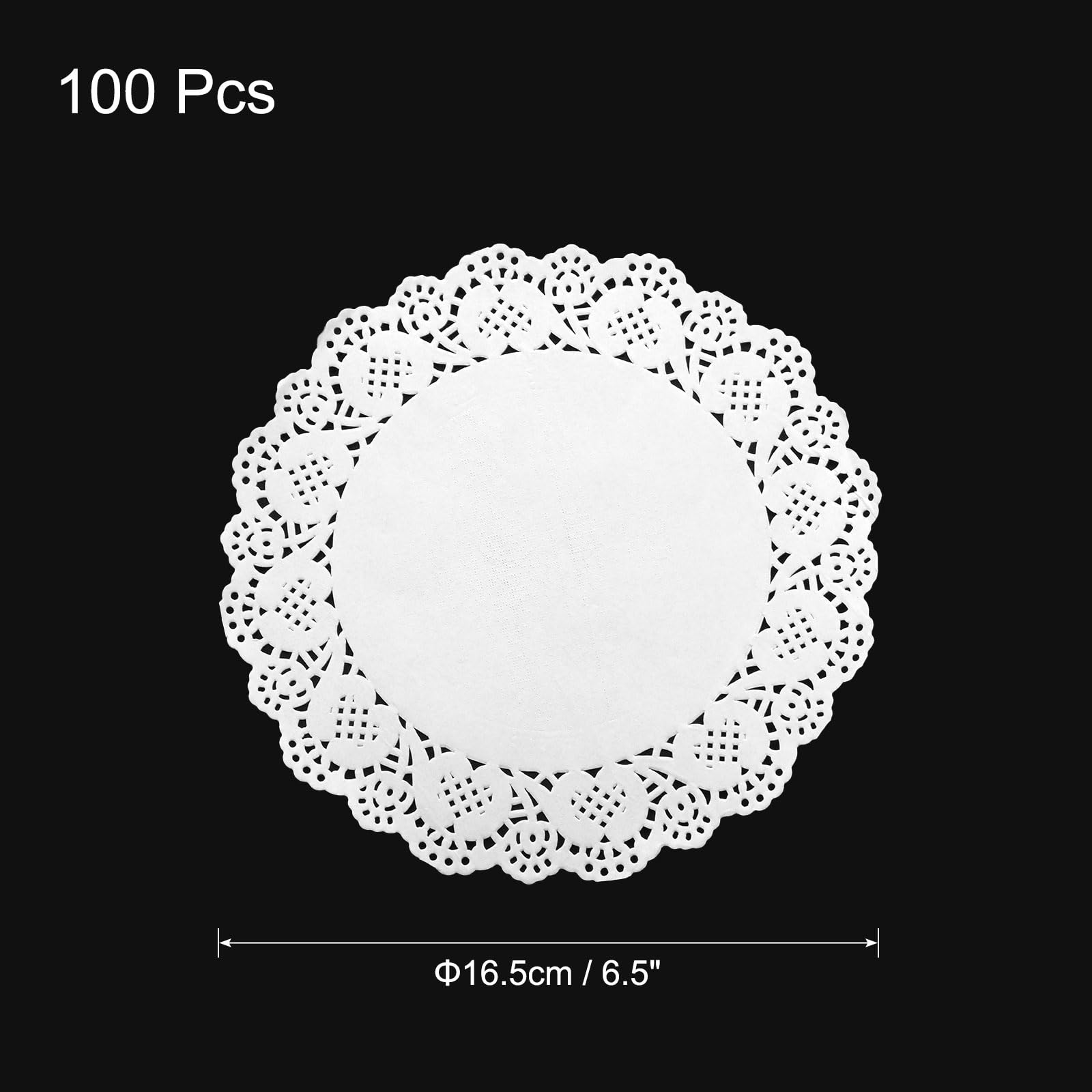 100 Pcs White Lace Paper Doilies 6.5 Inch Round Disposable Decorative Placemats - Perfect for Wedding Decor, Birthday Party, Cake & Dessert Display, Table Setting, and Food Presentation