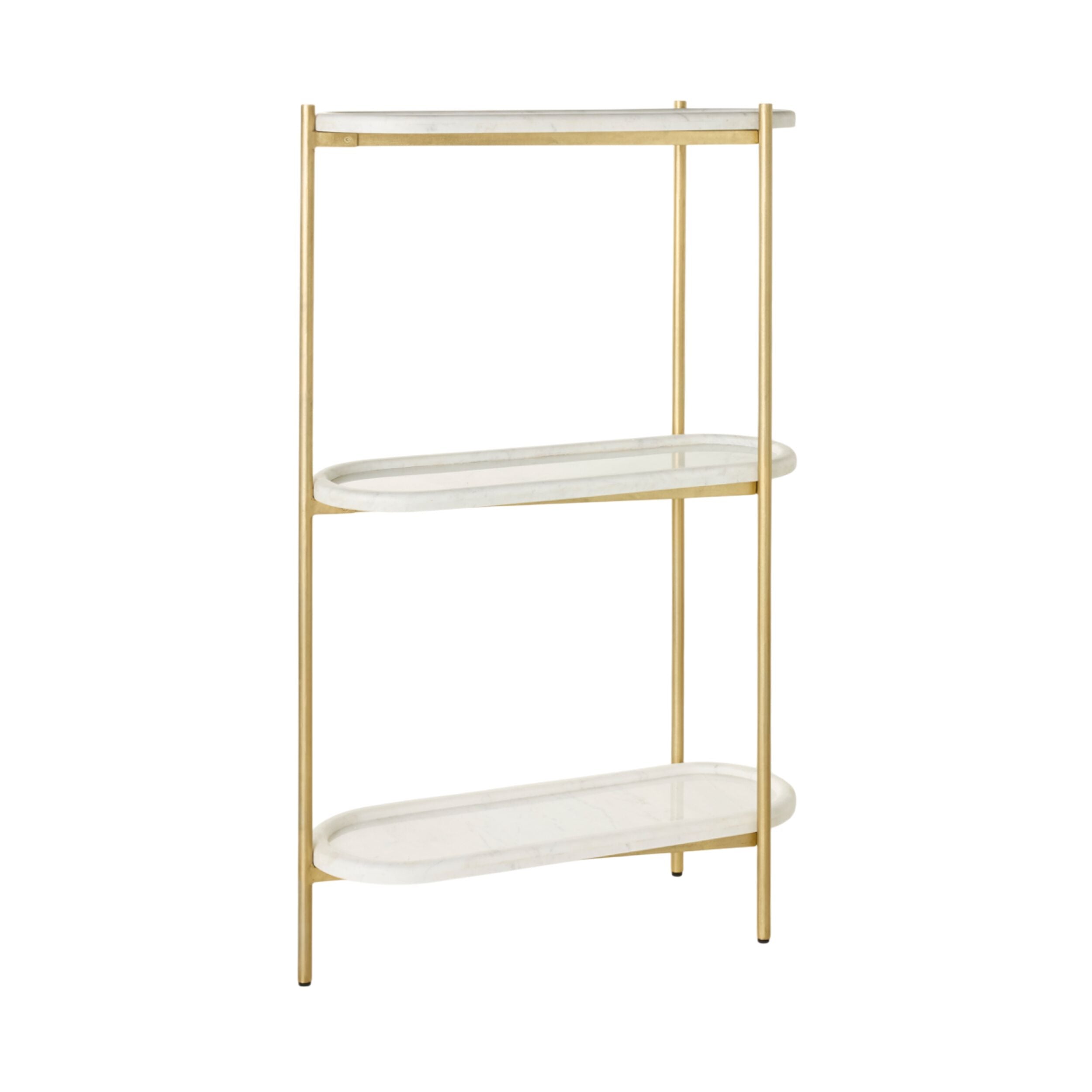 3-Tier Oval Marble Shelf - Modern Floating Shelves for Living Room, Bathroom & Kitchen Decor - Durable White Marble Storage Display Rack for Home Organization