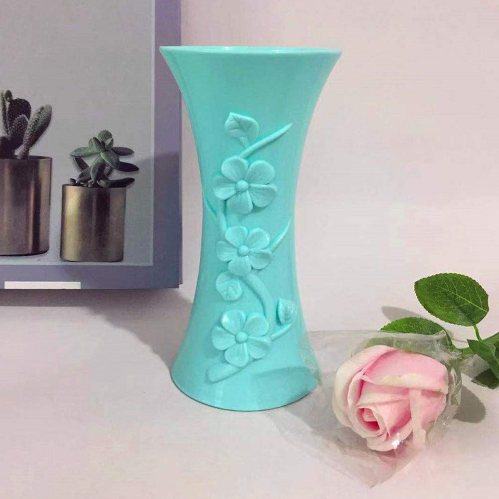 White Plastic Relief Vase - Elegant Flower Arrangement Pot for Home & Office Decor | Perfect for Table Centerpieces, Wedding Decorations & Gift Giving