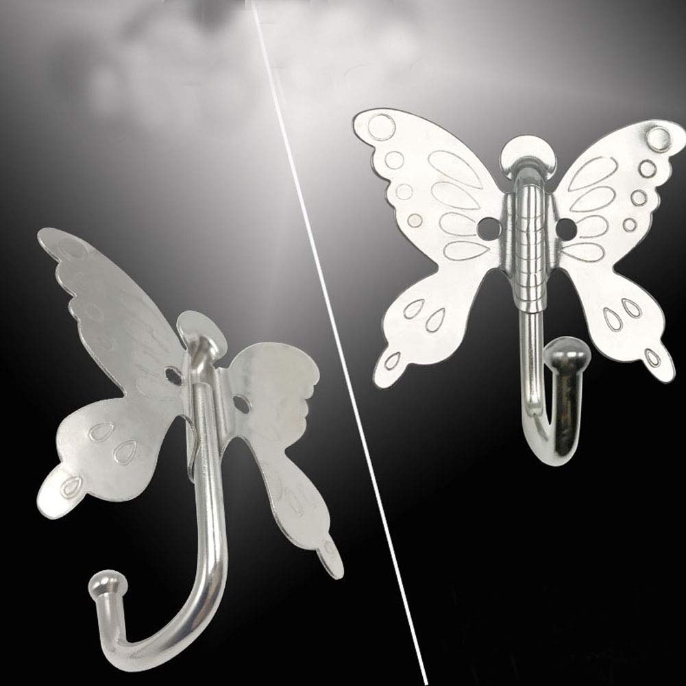 8 Pack Stainless Steel Butterfly Hook Coat Hangers - Durable Door Hooks for Clothes, Hats, Robes | Space-Saving Organizer for Bedroom, Bathroom & Kitchen - Easy Installation & Rustproof Design
