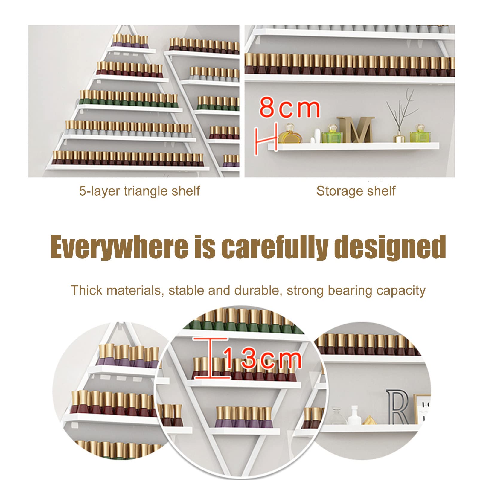 Wall Mounted Nail Polish Rack & Perfume Organizer - Triangle Metal Holder for Essential Oils, Cosmetics & Spices | Perfect for Home Salon, Spa & Business Storage | Durable Display Shelf for Bottles & Beauty Products