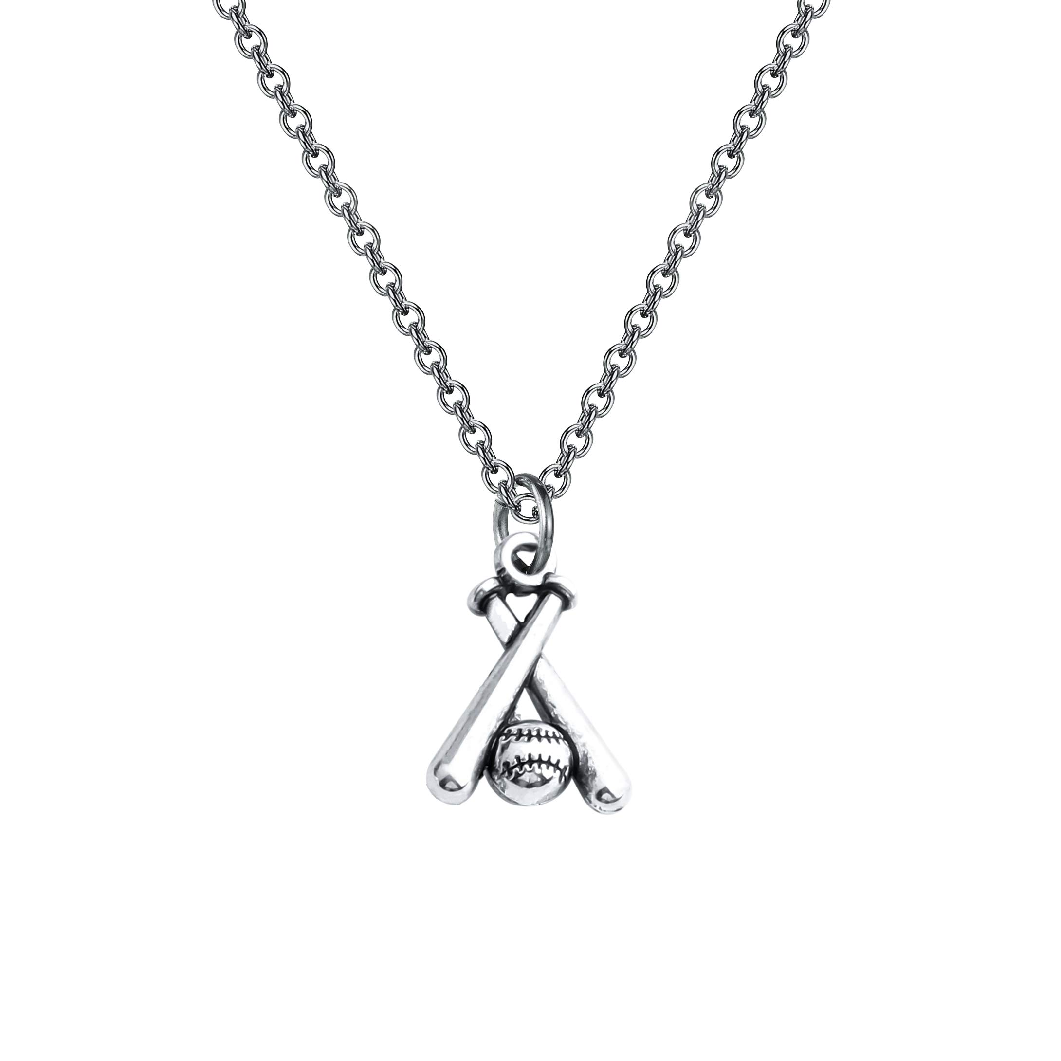 FUSTMW Baseball Bat Cross Necklace - Stainless Steel Baseball Jewelry Gift for Women, Men, Players & Baseball Lovers - Perfect for Games, Gifts & Everyday Wear