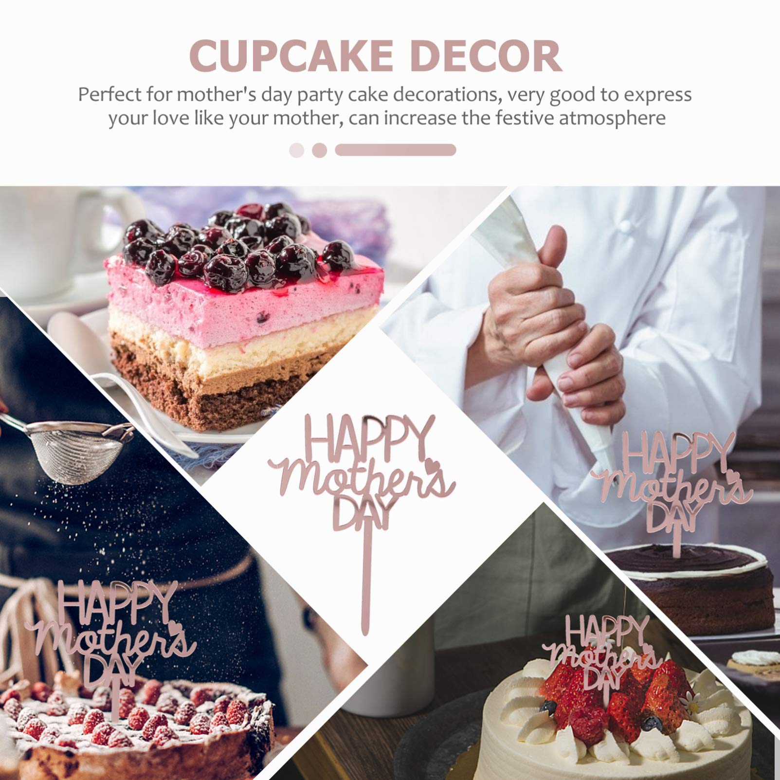 10pcs Cake Decorating Picks - Mother's Day Cake Toppers, Fruit Picks, Cupcake Toppers for Birthday Parties, Baby Showers & Wedding Celebrations - Perfect for DIY Cake Decorating and Festive Dessert Displays