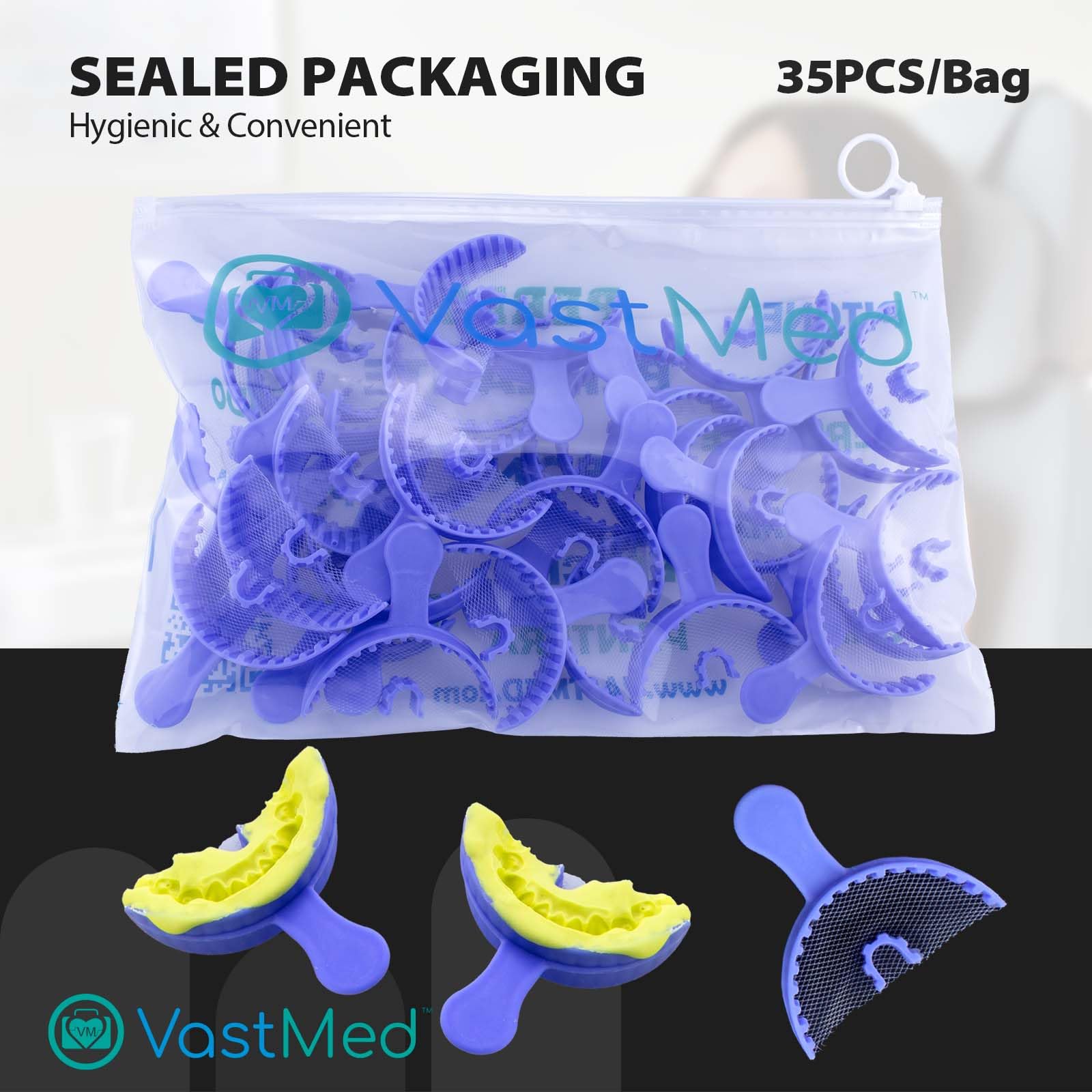 105PCs Dental Grade Disposable Triple Bite Registration Tray Set - Anterior Small Full Size | Professional Impression Trays with Rigid Plastic Frame & Nylon Mesh for Accurate Teeth Molds | Perfect for Dentists, Orthodontists & Dental Labs