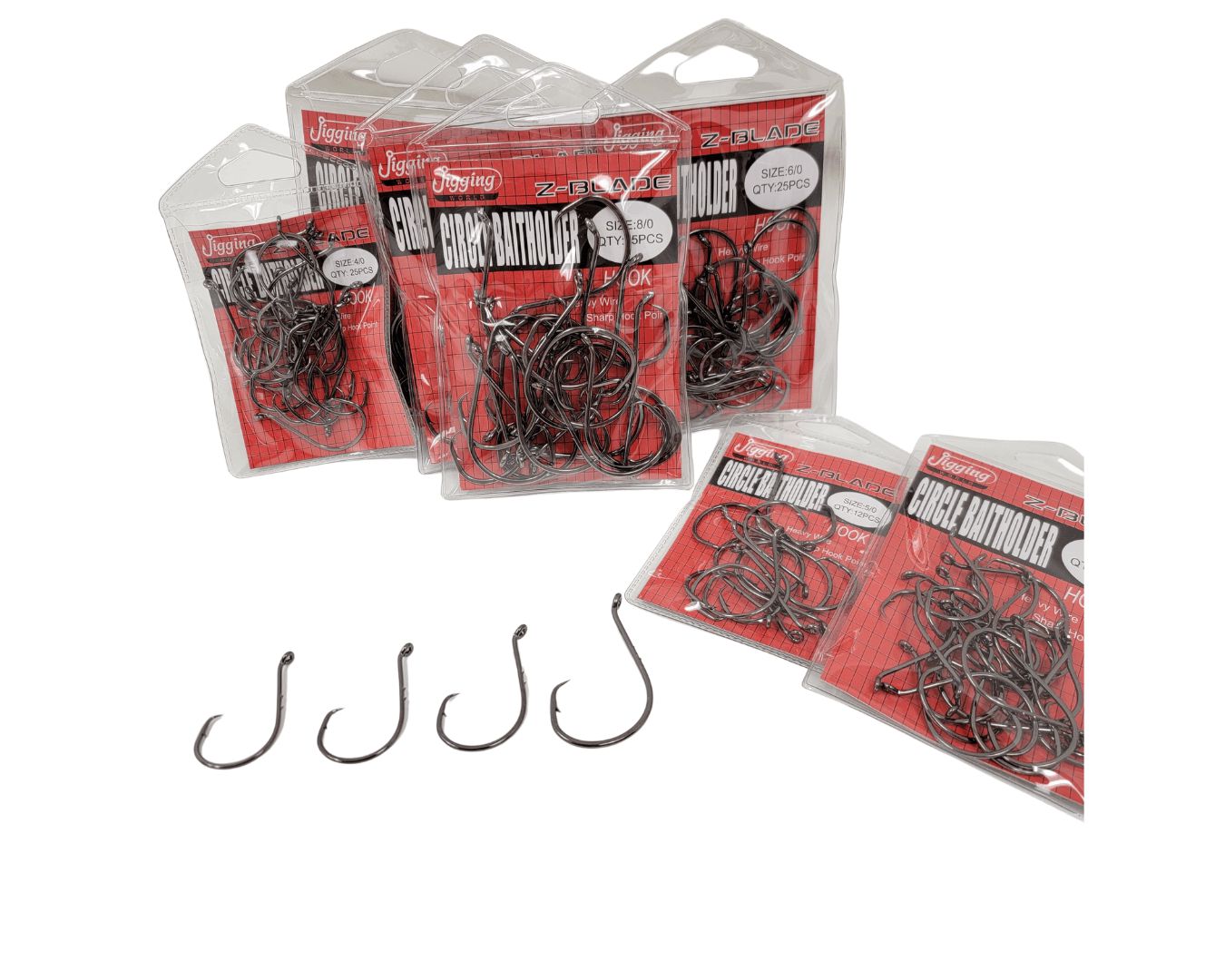 Jigging World Zblade Inline Circle Baitholder Fishing Hooks - Saltwater & Freshwater Fishing Lures for Bass, Trout, and Walleye - Perfect for Jigging, Trolling, and Live Bait Fishing