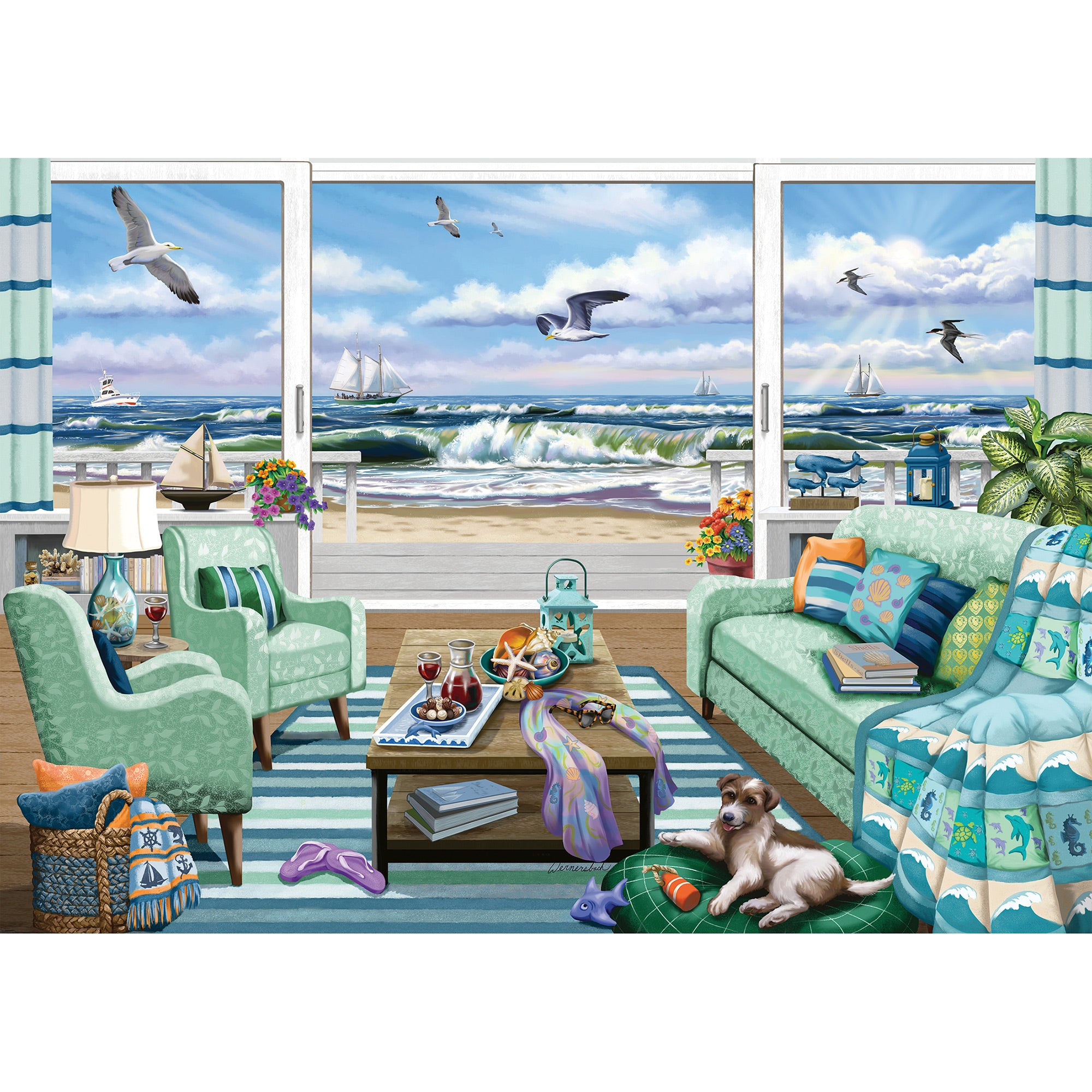 1,000 Piece Jigsaw Puzzle - Beachfront Getaway Scenic Landscape for Adults & Teens - Perfect for Family Game Night, Stress Relief & Home Decor