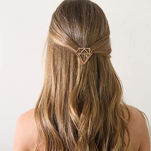 Belicia 12-Piece Gold Geometric Hair Clips Set - Minimalist Hollow Alloy Hairpins for Women & Girls (Circle, Triangle, Moon Shapes) - Perfect for Everyday Wear, Parties & Special Occasions