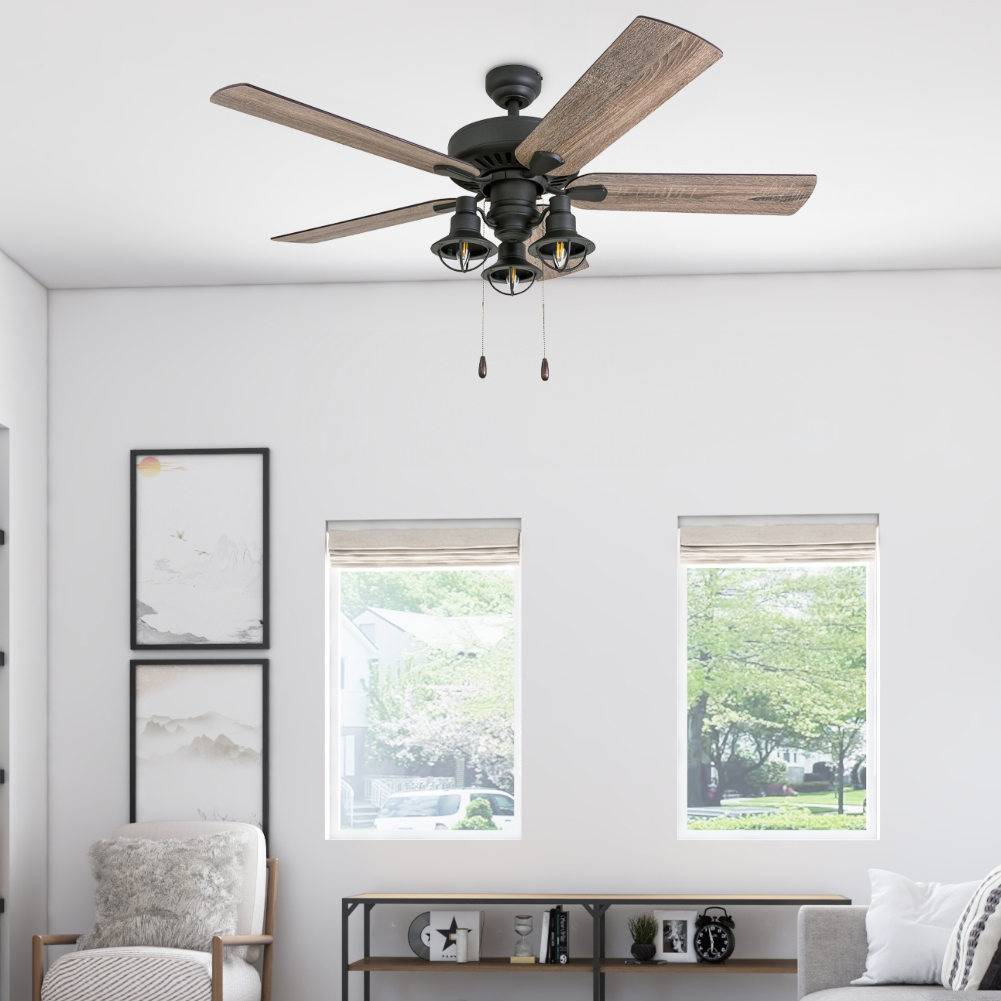 52 Inch Ennora Bronze Ceiling Fan with Remote Control - Energy Efficient Indoor/Outdoor Cooling for Living Room, Bedroom, and Patio
