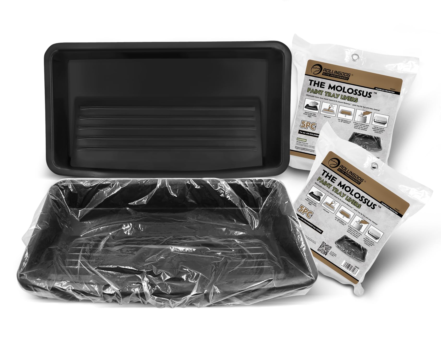 ROLLINGDOG 18 Inch Large Paint Tray Set - 2 Paint Trays & 10 Disposable Liners for Professional & DIY Painting Projects - Perfect for Walls, Ceilings, and Home Renovations