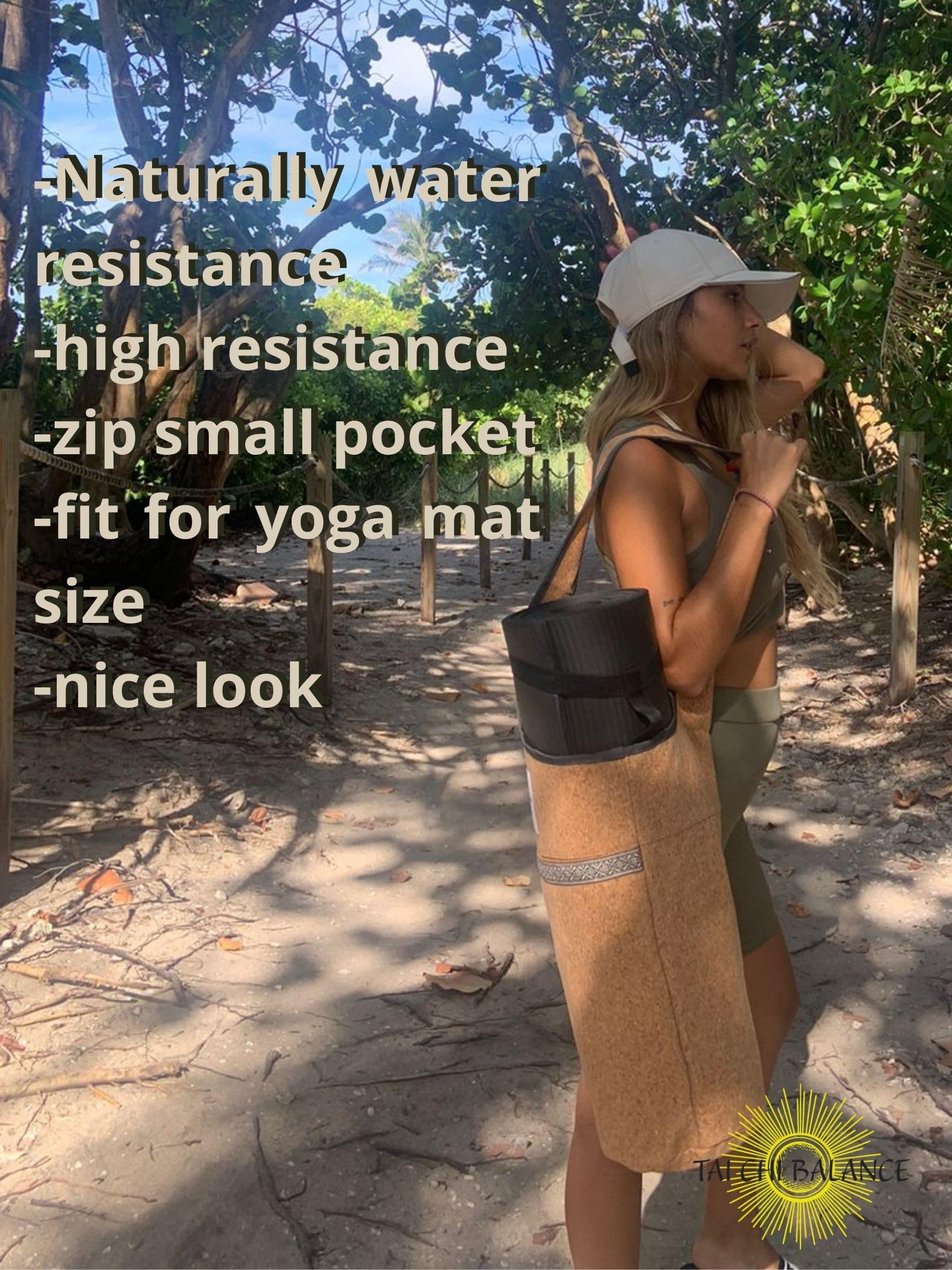 Premium Cork Yoga Bag for Women - Eco-Friendly Yoga Mat Carrier with Strap Holder - Gym & Travel Yoga Accessories - Perfect for Yoga Classes, Gym Sessions & Outdoor Workouts