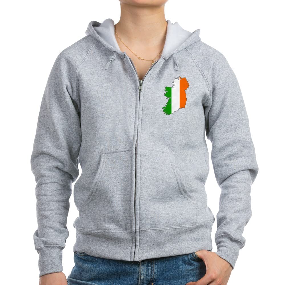 Ireland Women's Zip Hoodie - Cozy Fleece Pullover with Front Pockets | Perfect for Casual Wear, Travel & Outdoor Activities