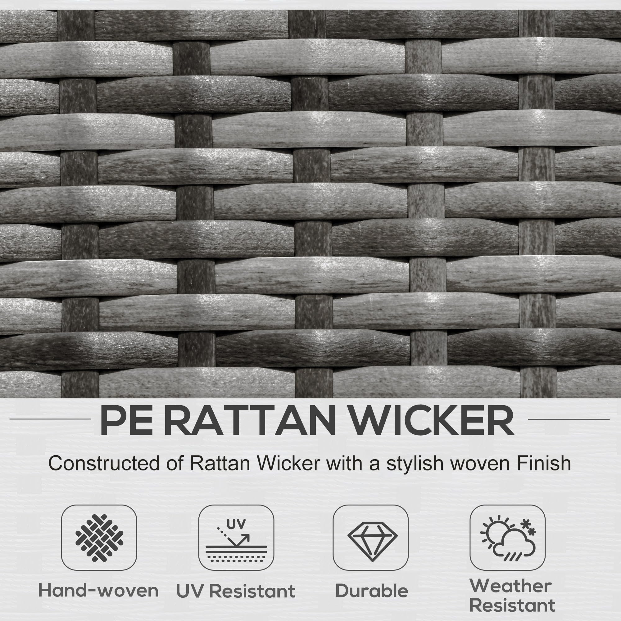Outsunny 6-Piece All-Weather PE Rattan Patio Furniture Set - Outdoor Wicker Sectional Sofa with Ottoman, Cushions & Tempered Glass Table - Mixed Gray & Charcoal - Perfect for Backyard, Garden, and Poolside Relaxation