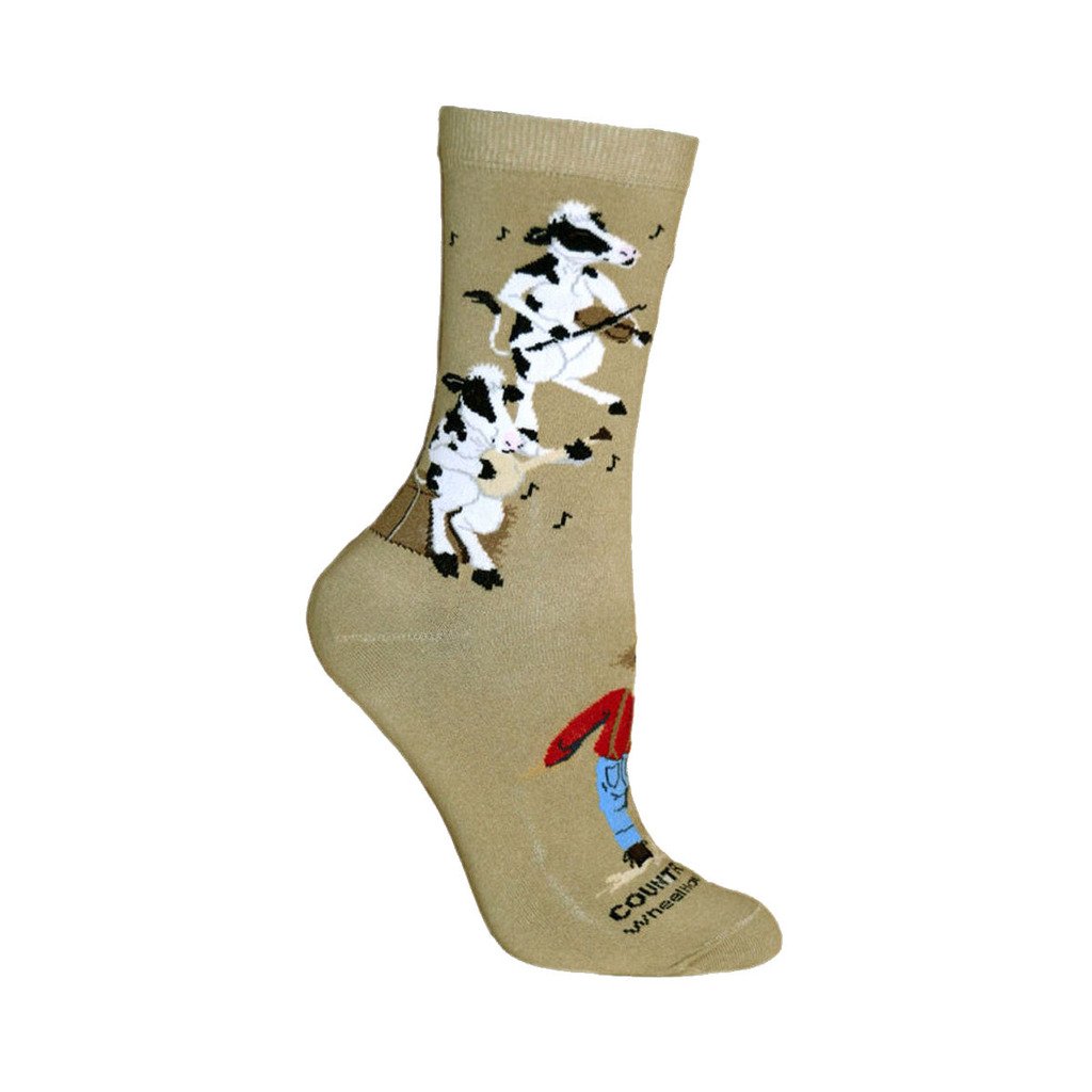 Cows Country Moosic Khaki Cotton Women's Socks - Comfortable Casual & Outdoor Wear for Everyday Use