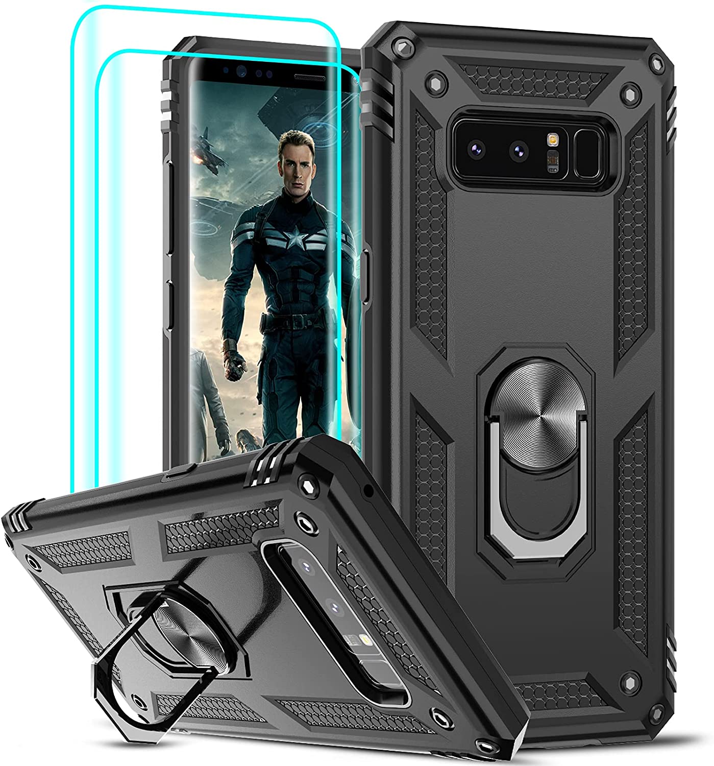 Samsung Galaxy Note 8 Case - Shockproof Protective Phone Cover [Black] for Work, Travel & Everyday Use