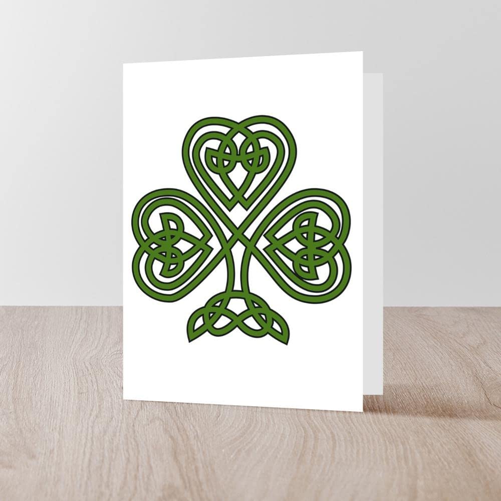 Celtic Shamrock St. Patrick's Day Greeting Cards - 5x7 Inch Folded Card with Glossy Finish - Perfect for Irish Blessings, Holiday Wishes & Party Invitations