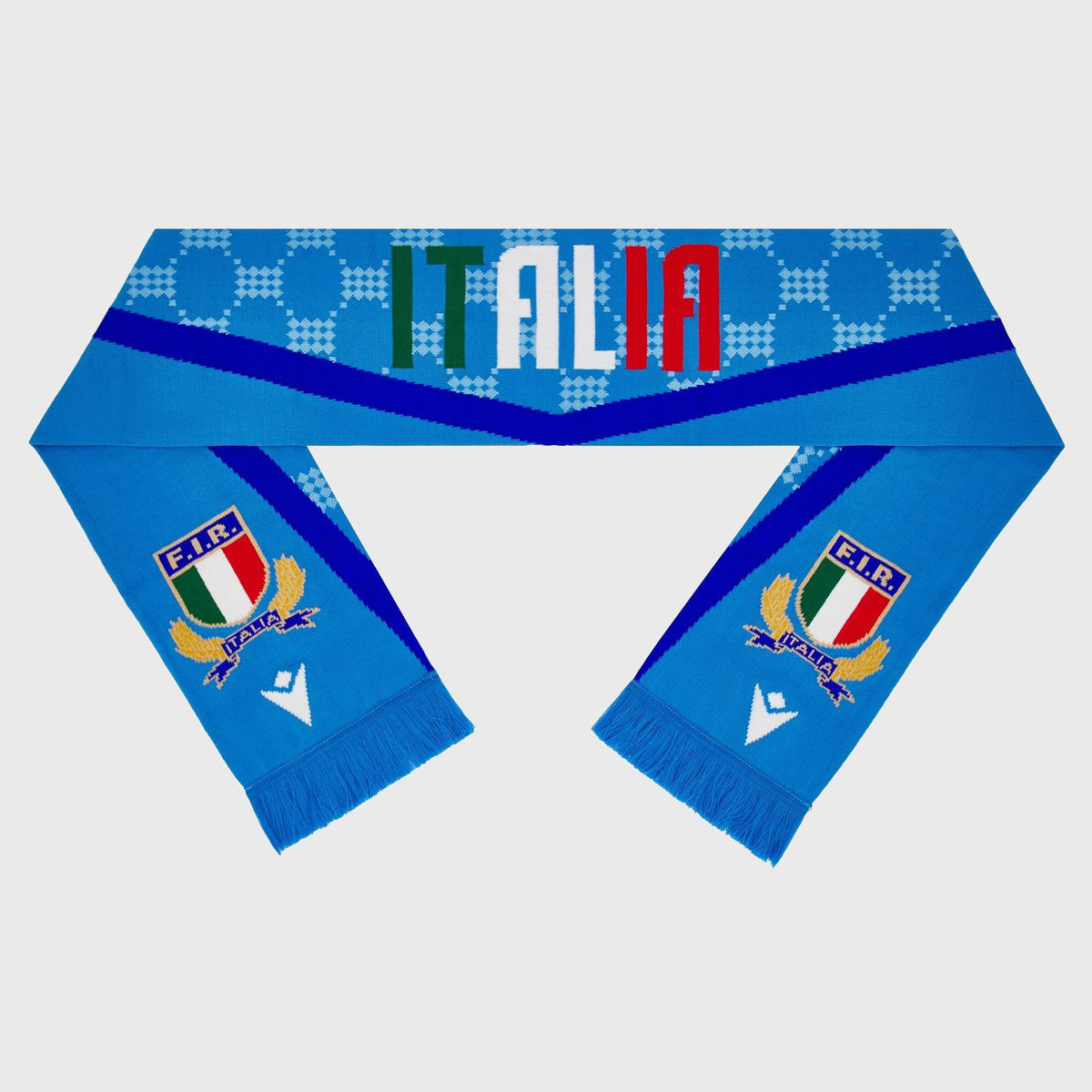 Official Macron Italy Rugby Team Text Scarf - Premium Fan Gear for Match Days & Travel - Perfect for Rugby Games, Supporters & Cold Weather