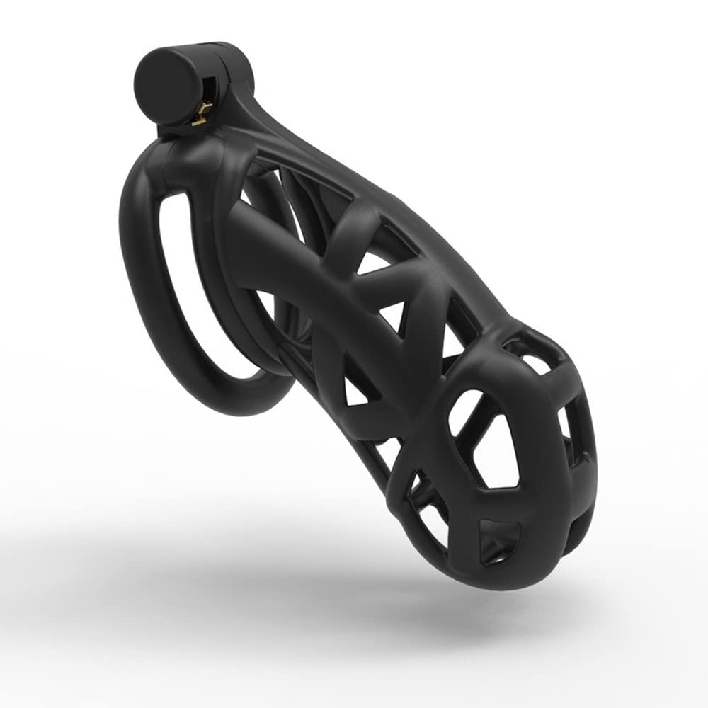Male Chastity Cage - Beginner-Friendly Anti-Erection Device with Lock for Couples Bondage Play - Large Size (110mm) Black - Perfect for BDSM, Roleplay & Long-Term Wear