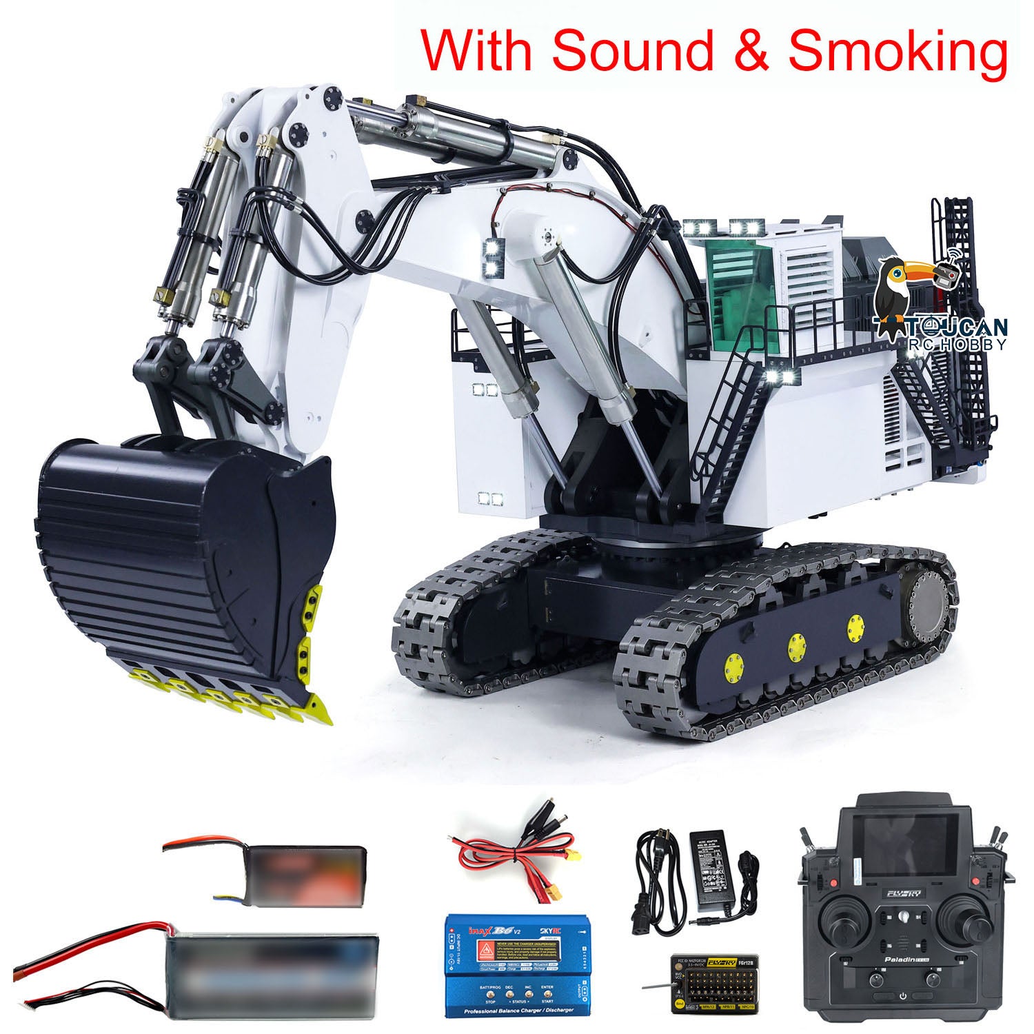 1/25 R9800 Hydraulic RC Excavator Toy - RTR Double Pump Radio Controlled Construction Vehicle with Sound, Light & Smoke Effects | Upgraded Version for Kids & Adults | Construction Site Play, Backyard Digging, STEM Learning