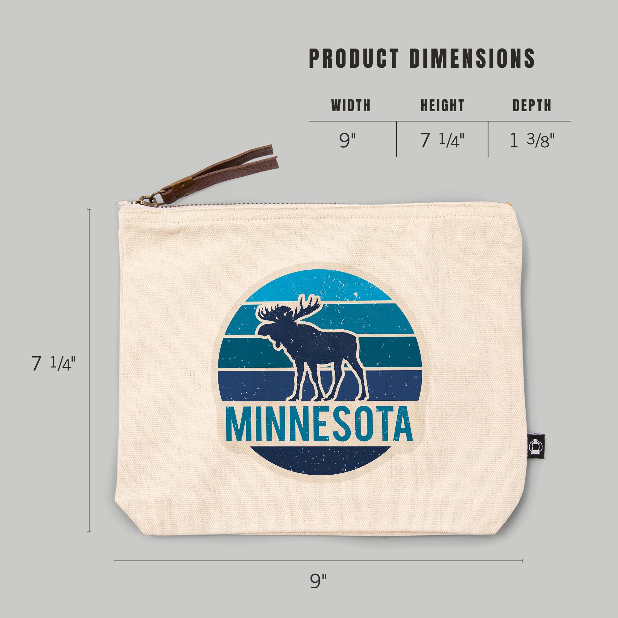 Lantern Press Minnesota Moose 100% Cotton Zipper Pouch - Waterproof Travel Accessory & Go Bag for Camping, Hiking, and Outdoor Adventures