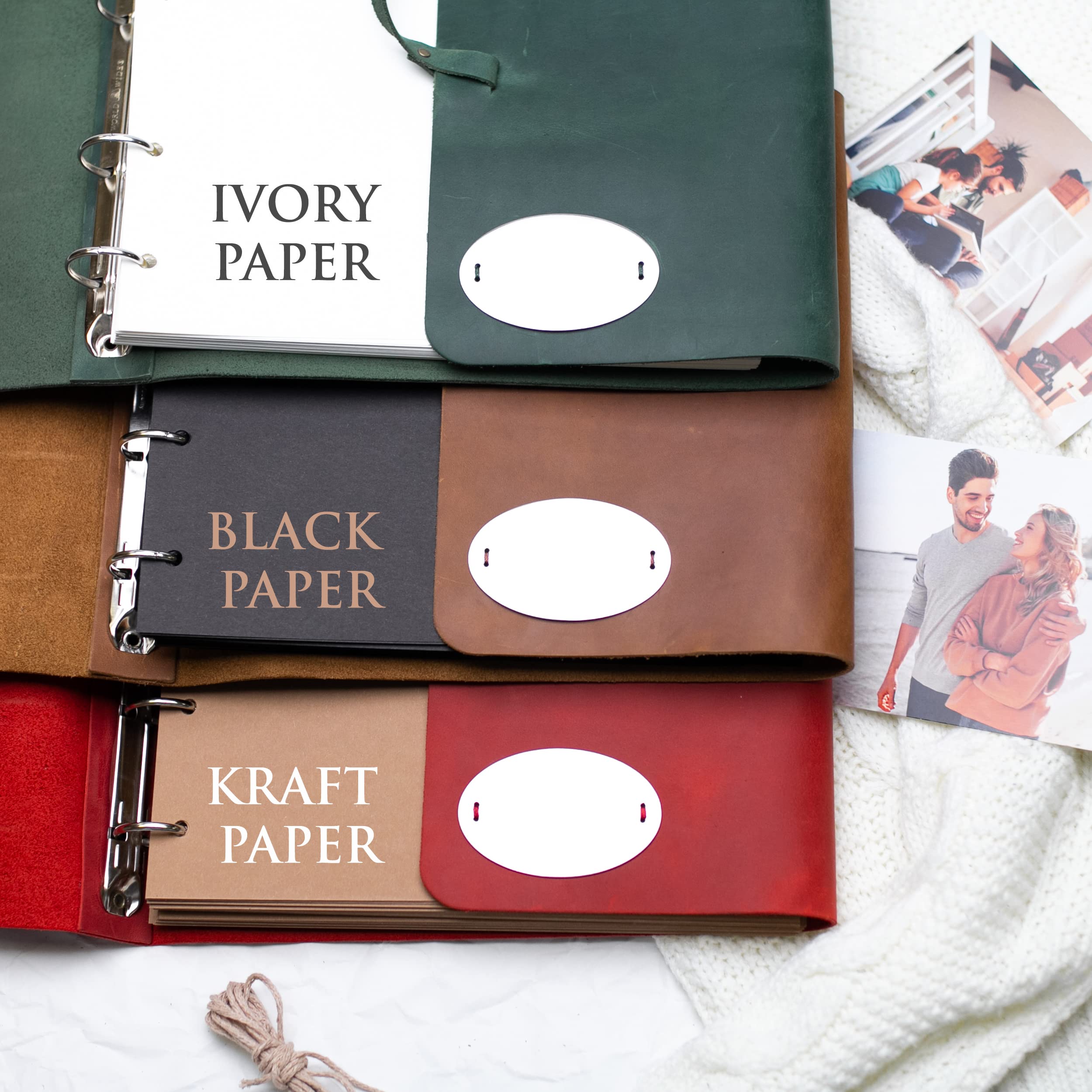Custom Engraved Leather Photo Album with Metal Plate - Personalized Wedding Guest Book with Names & Date - Rustic Scrapbook for Bridal Shower, Engagement, Anniversary Gifts | Perfect for Couples, Memory Keeping & Special Occasions