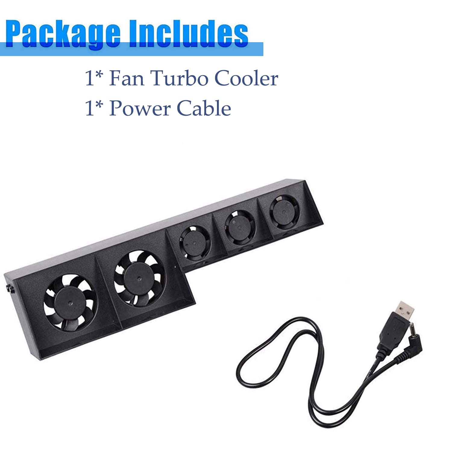 PS4 Cooling Fan - USB External Cooler with 5 Auto Turbo Fans & Temperature Control for Sony PlayStation 4 Console | Prevent Overheating for Long Gaming Sessions