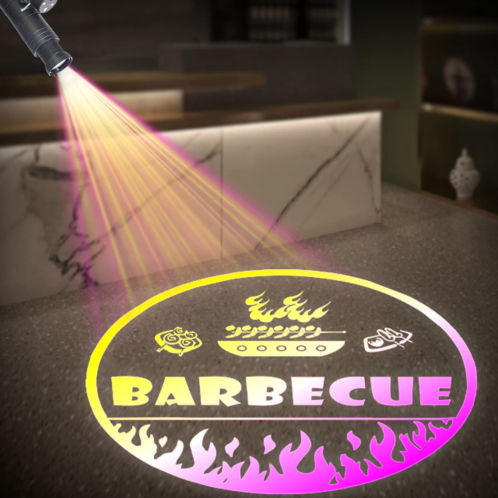 Custom Gobo LED HD Logo Projector - 50W Rotating Advertising Projection Lamp for Doors, Windows & Shop Displays - Black | Perfect for Business Signs, Brand Promotion & Event Lighting