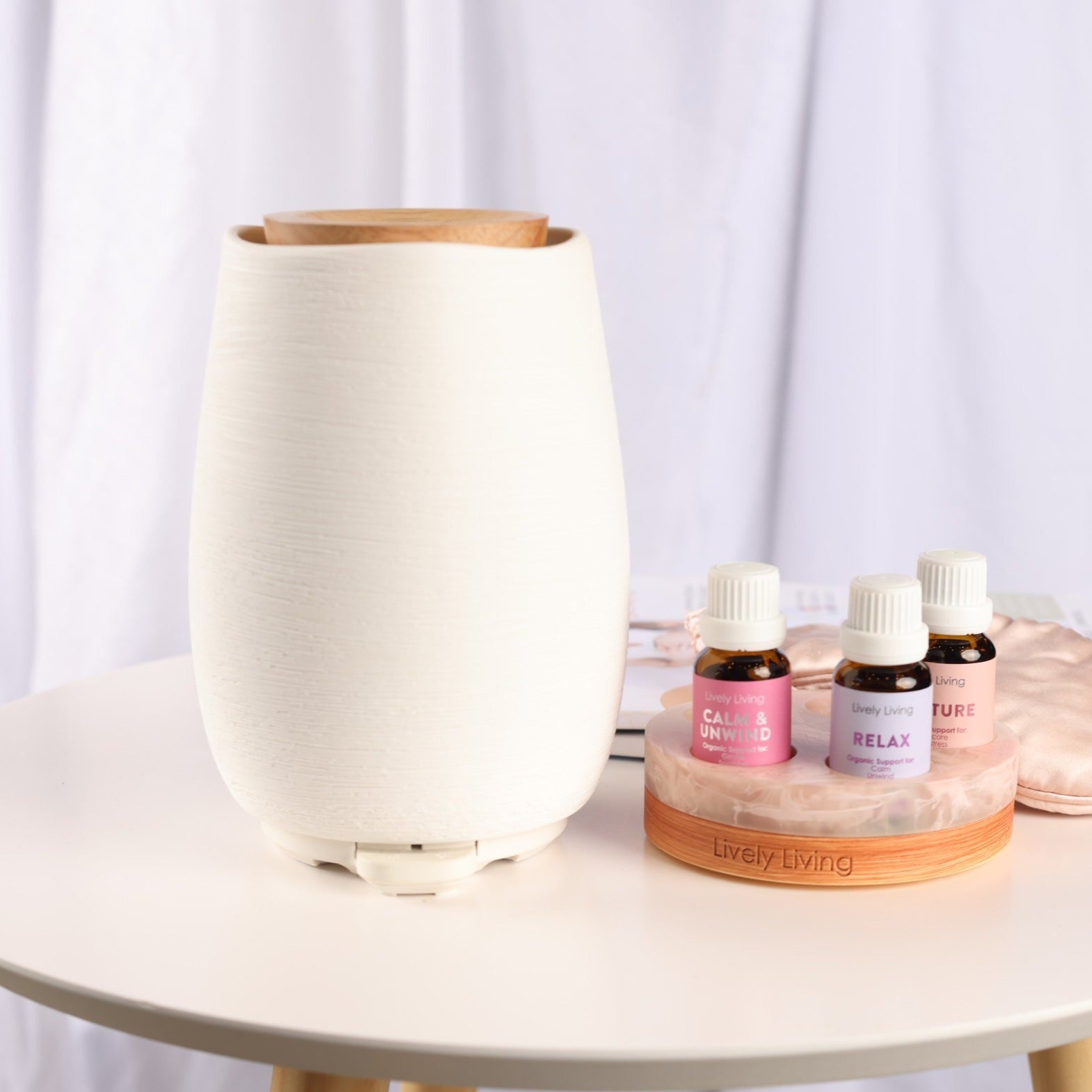 Aroma Fern Ceramic Diffuser & Sleep Sanctuary Trio - Essential Oil Diffuser Set for Relaxation, Aromatherapy and Better Sleep | Perfect for Bedroom, Yoga and Spa