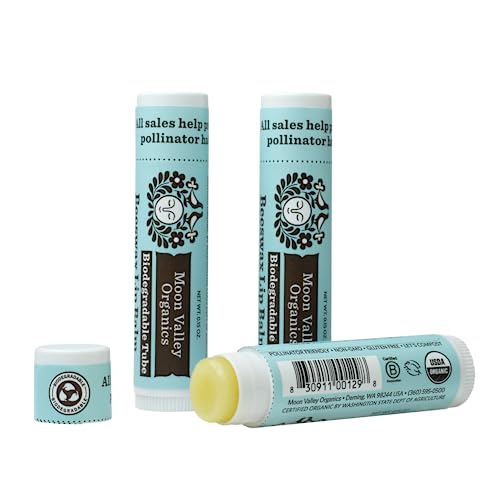 Moon Valley Organics Beeswax Lip Balm - Natural Moisturizing for Dry Lips & Cuticles | Cool Mint Vanilla Flavor | 3-Pack | Perfect for Winter Care, Outdoor Activities & Daily Hydration