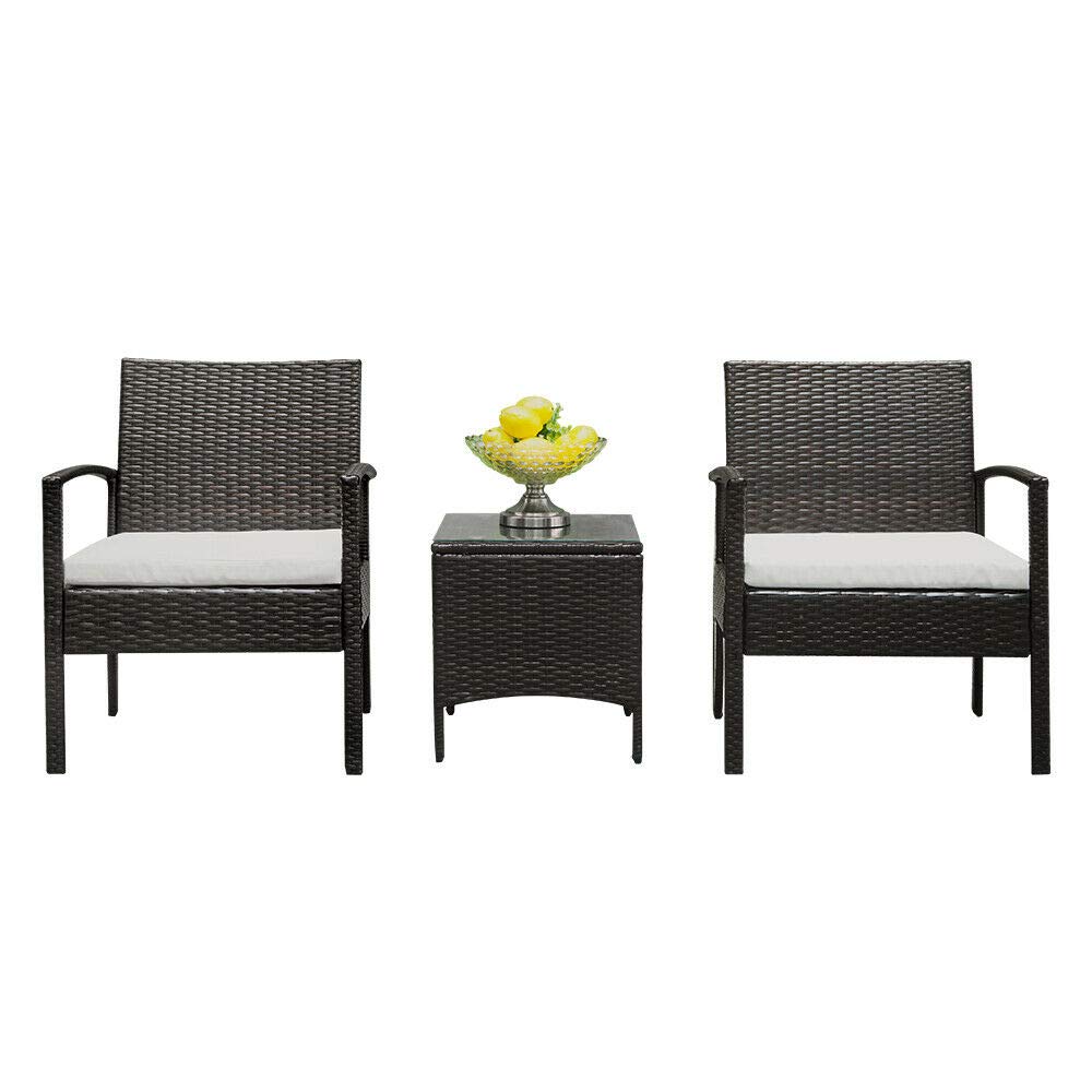 Strong689 3-Piece Rattan Wicker Outdoor Furniture Set with Cushions - Patio Sofa & Chairs for Garden, Backyard, Poolside Relaxation