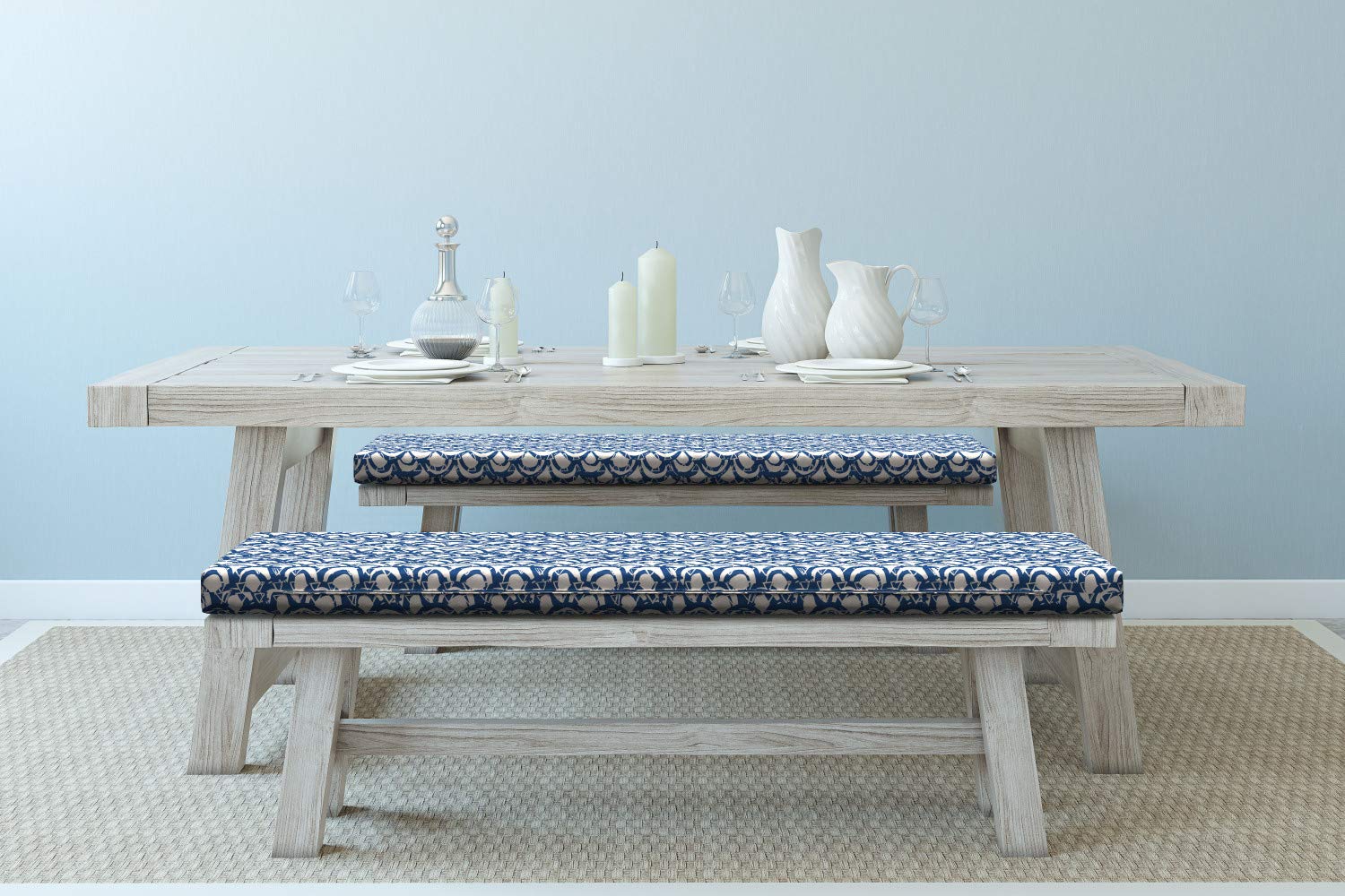 Ambesonne 2-Piece Ethnic Bench Cushion Set - Handmade Indonesian Batik Design with Geometric Patterns, 45