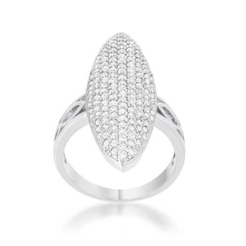 2.3ct CZ Rhodium Plated Cocktail Ring for Women - Elegant Contemporary Jewelry for Parties, Weddings & Special Occasions