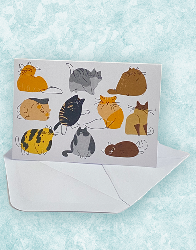 Fat Cats Note Cards - Cute Cat Greeting Cards for Birthdays, Thank You & Holidays | Perfect for Cat Lovers & Stationery Enthusiasts