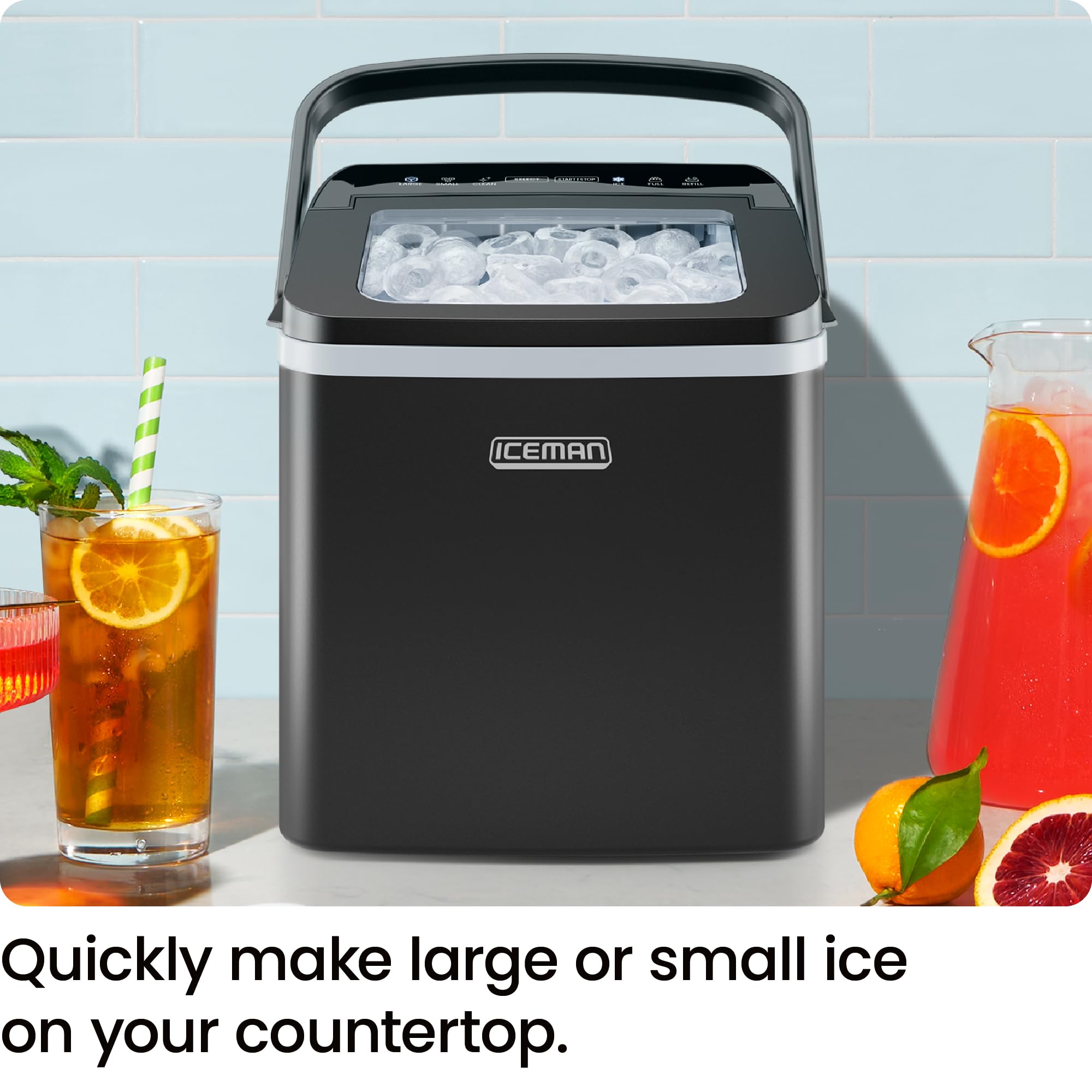 ICEMAN Dual-Size Countertop Ice Maker - Portable Ice Machine with Self-Cleaning Function, Makes 9 Cubes in 7 Minutes (22lbs/24hrs) - Perfect for Home, Kitchen, Office, Party & RV Use - Includes Ice Scoop