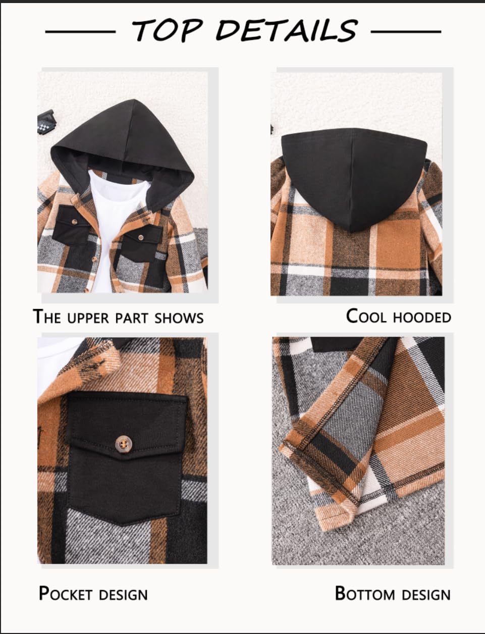 Boys' Winter Outfit Set - Plaid Hooded Shirt, White T-Shirt & Solid Pants (3-Piece) | Warm Toddler Clothes for Playdates & Outdoor Activities