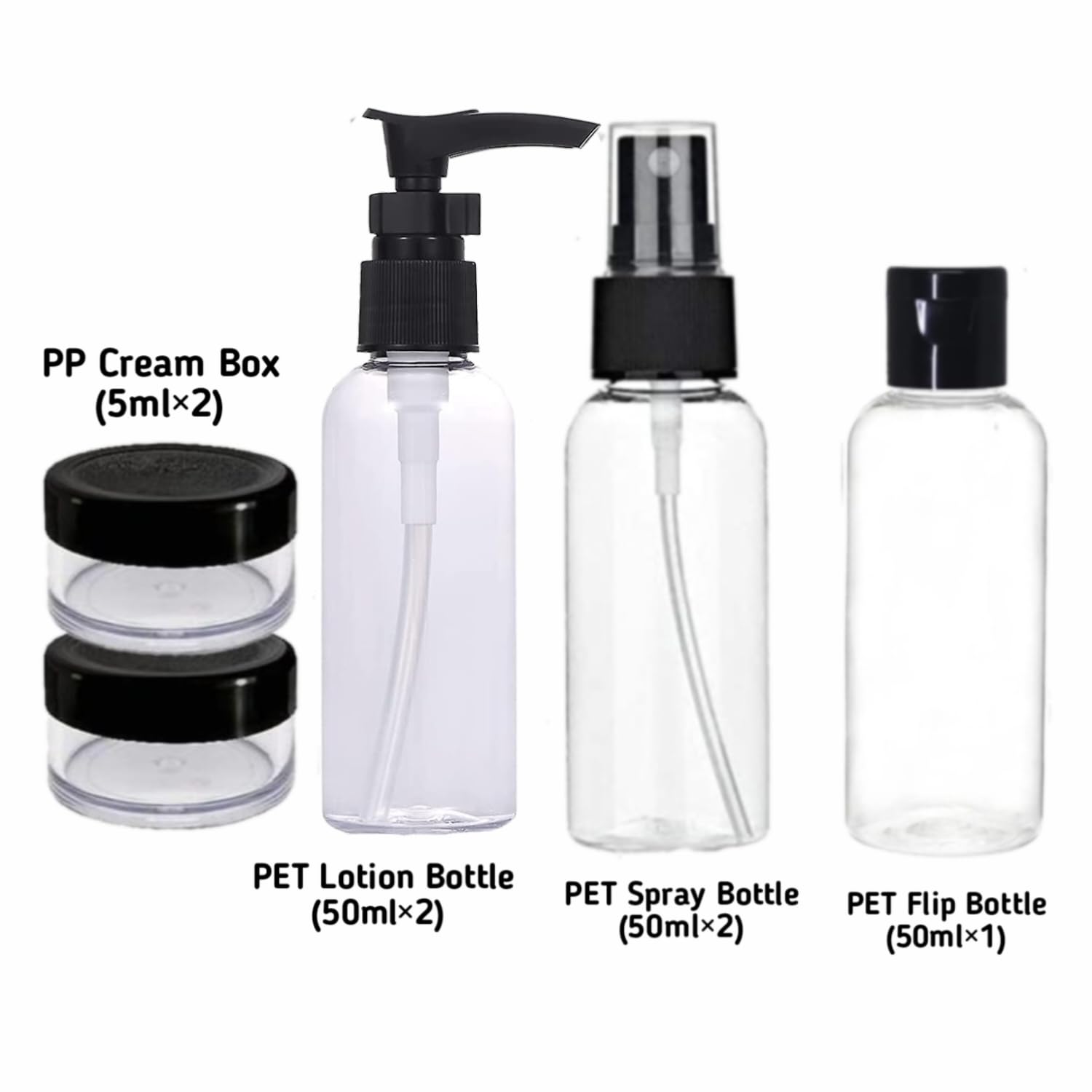 ZELOVI 10-Piece Travel Bottles Kit - Leak Proof Refillable Toiletry Containers for Shampoo, Lotion & Cream | Portable Cosmetic Organizer for Air Travel, Gym, Camping & Daily Essentials (Black)