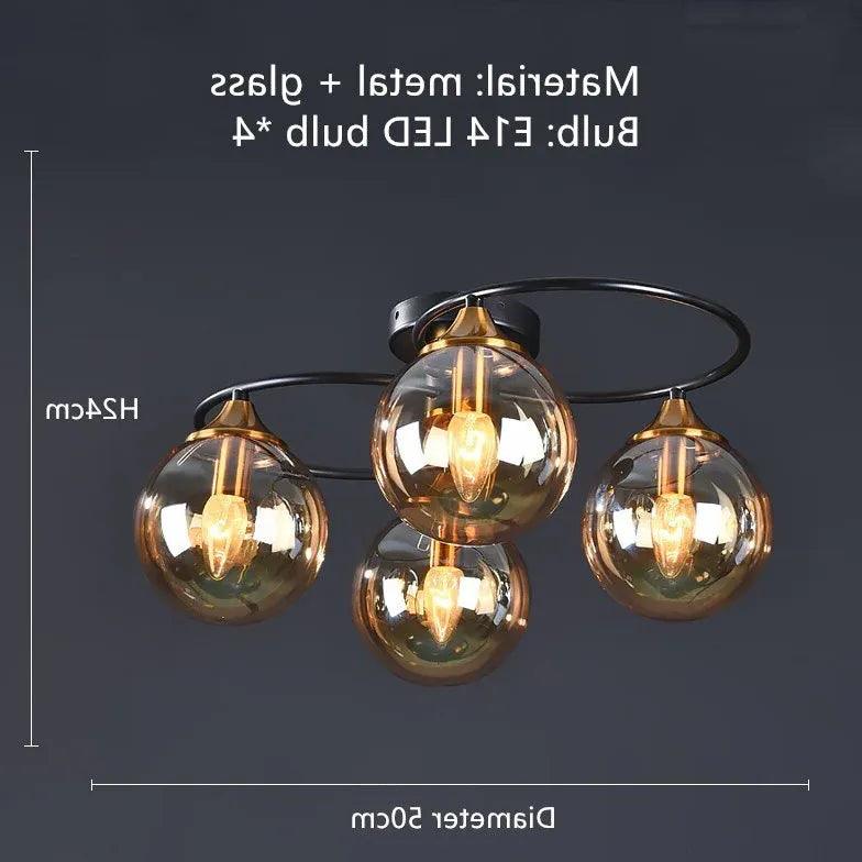 Industrial Glass Flush Mount Ceiling Light - Modern Smoked Glass Fixture for Kitchen, Bedroom, Dining Room & Office Lighting