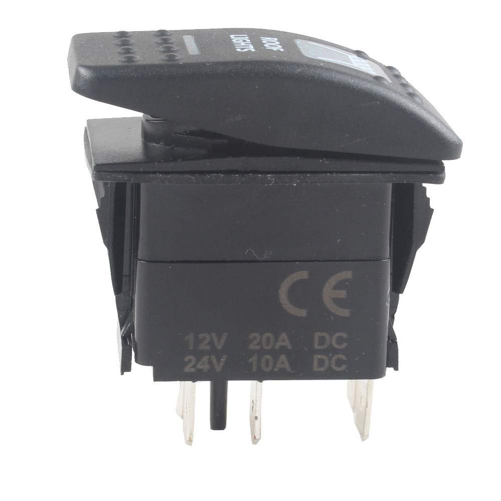 12V 20A Carling Rocker Switch with Blue LED - Universal Automotive Fog Light Switch for Trucks, Boats, RVs - Durable Off-Road & Marine Electrical Accessories (XY01)