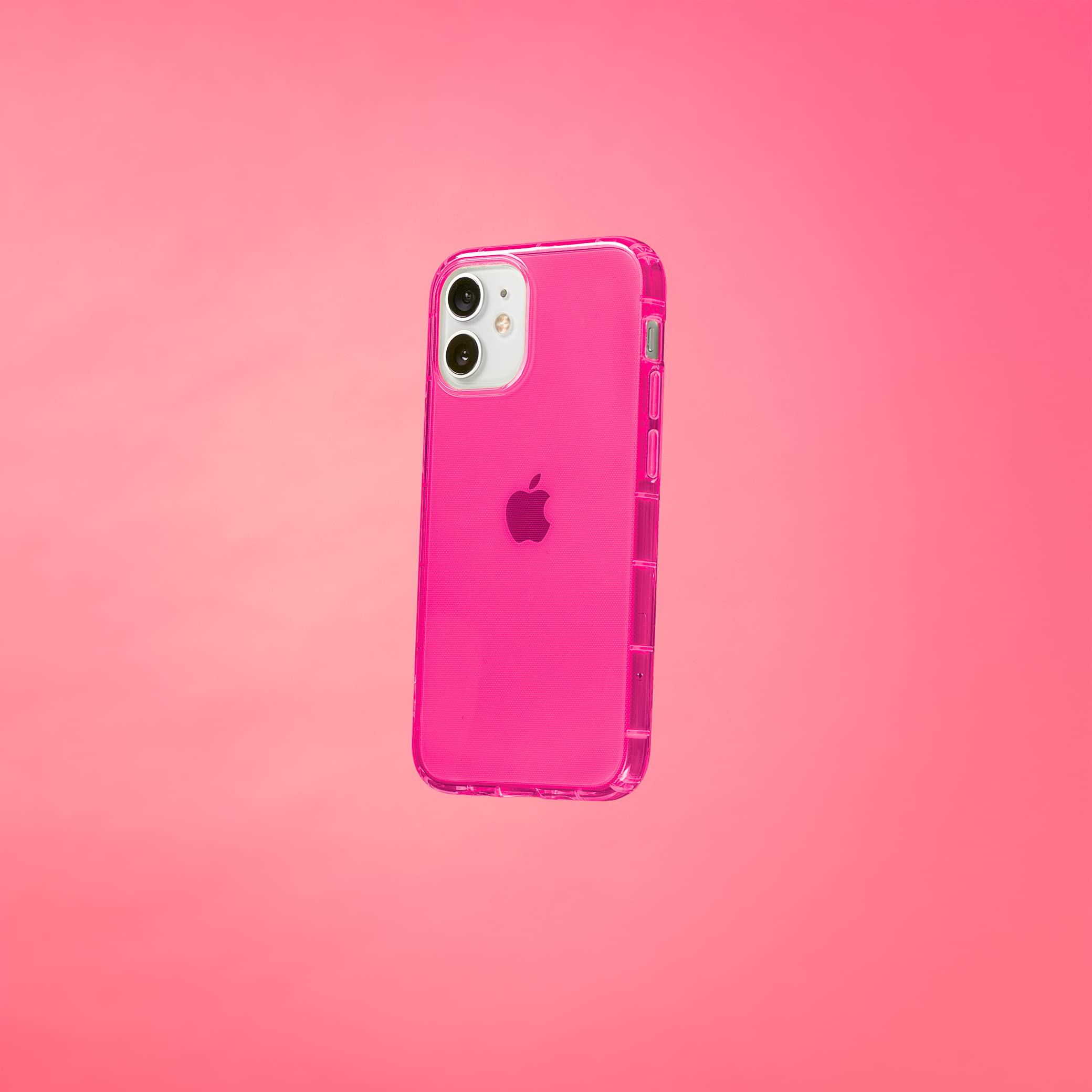 SteepLab Neon Highlighter Case for iPhone 12 Mini - Grippy Jelly Phone Cover with Protective Air Pockets, Shockproof & Anti-Slip (Hot Pink) | Perfect for School, Work & Everyday Protection