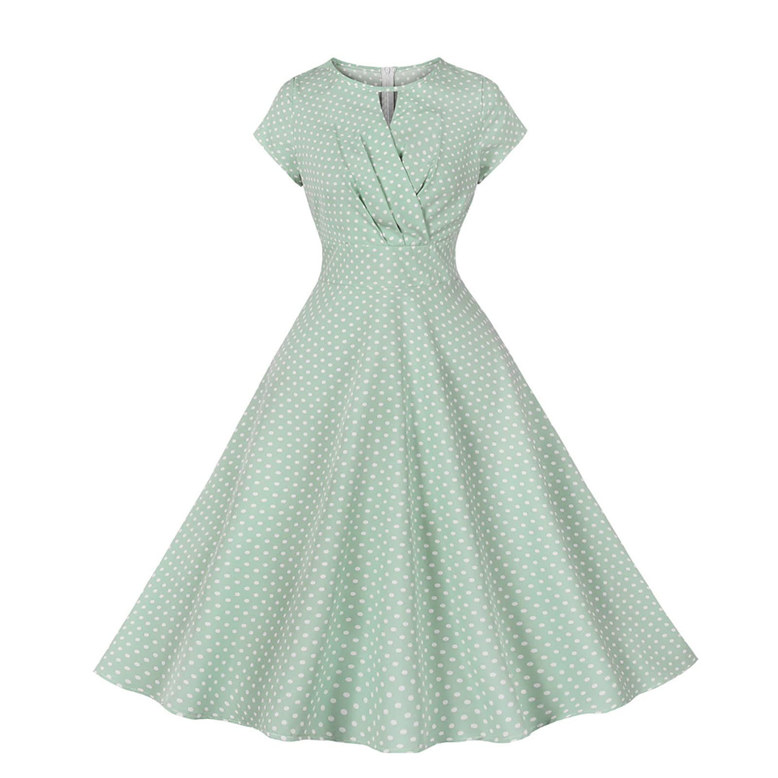Women's Summer Dresses - Vintage Polka Dot Cap Sleeve Swing Dress | Elegant Audrey Hepburn Style Party Dress | Perfect for Cocktail Parties, Weddings & Date Nights