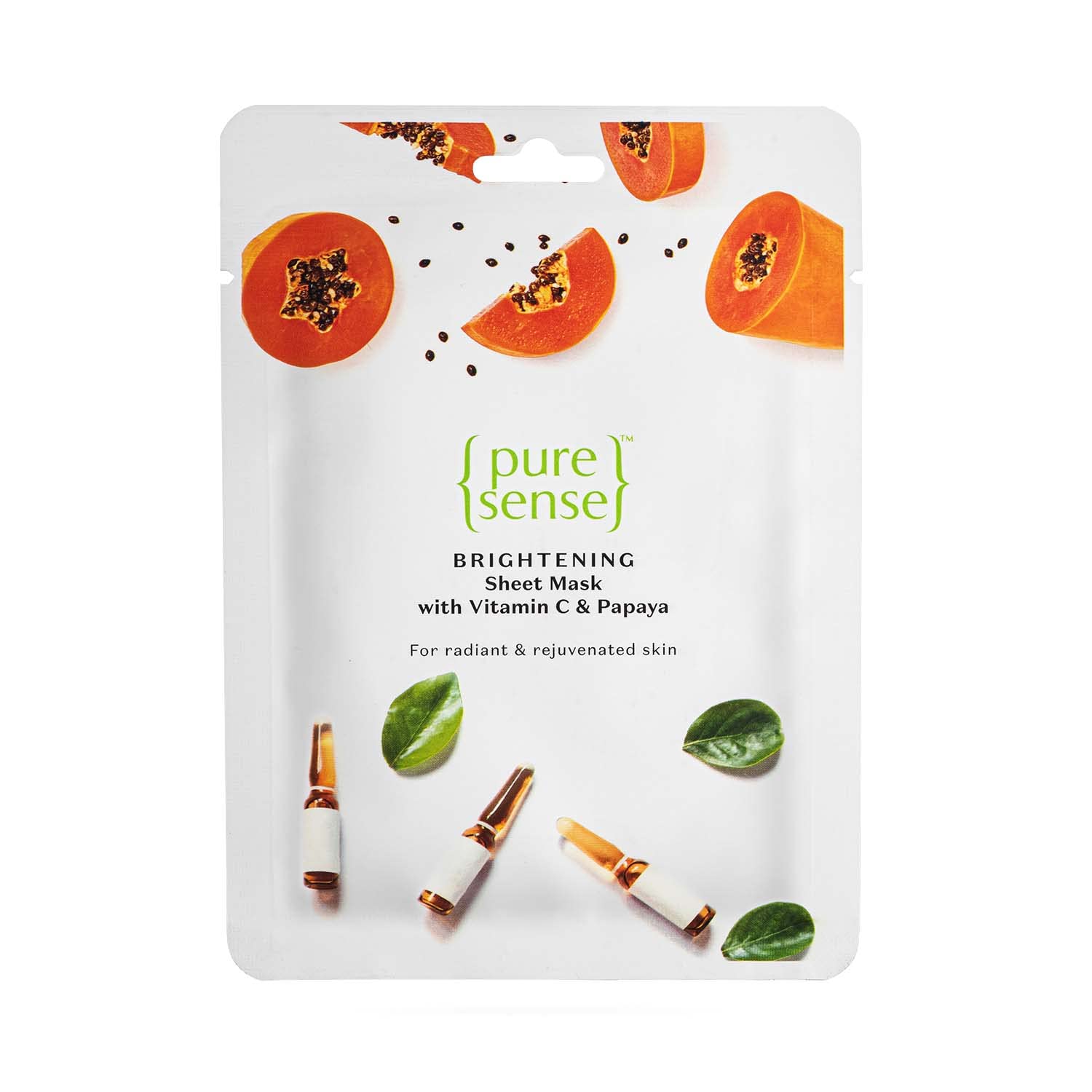 PureSense Vitamin C & Papaya Brightening Sheet Mask - Glow & Hydration for Dry, Oily & Combination Skin | Skin Nourishment & Radiance Booster | Perfect for Spa Night, Travel Skincare & Self-Care Routine | 15g Sheet Mask by Parachute Advansed