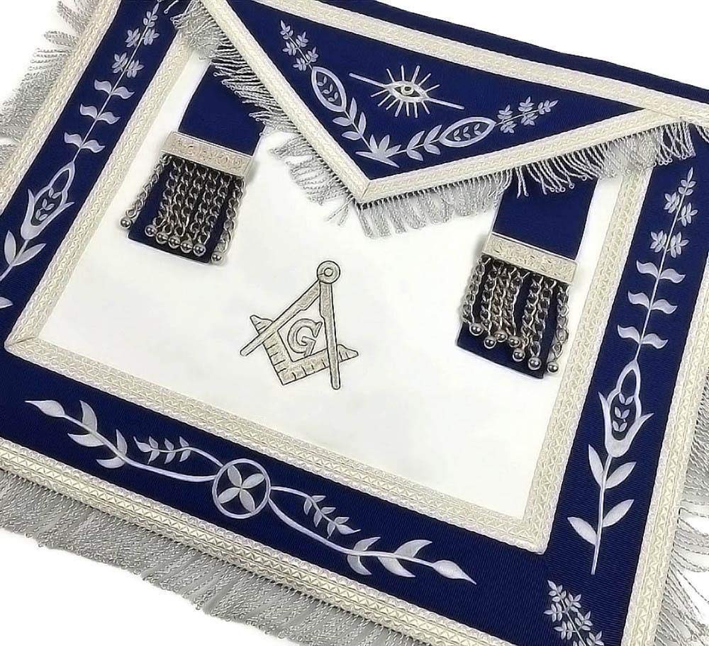 Master Mason Blue Lodge G Freemason Apron - Silver Machine Embroidery Standard Size | Perfect for Masonic Rituals, Lodge Meetings & Ceremonial Events