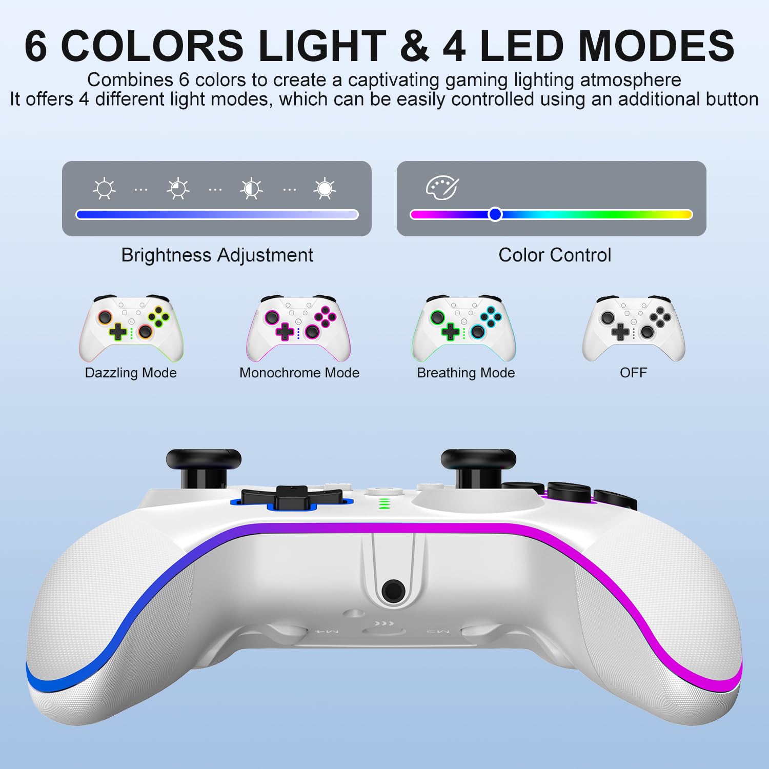 BUERTT Wireless Xbox One Controller for Xbox Series X/S, Xbox One X/S - RGB LED Light, 2.4G Wireless Adapter, 3.5mm Audio Jack - Perfect for Gaming, Streaming & Multiplayer Sessions