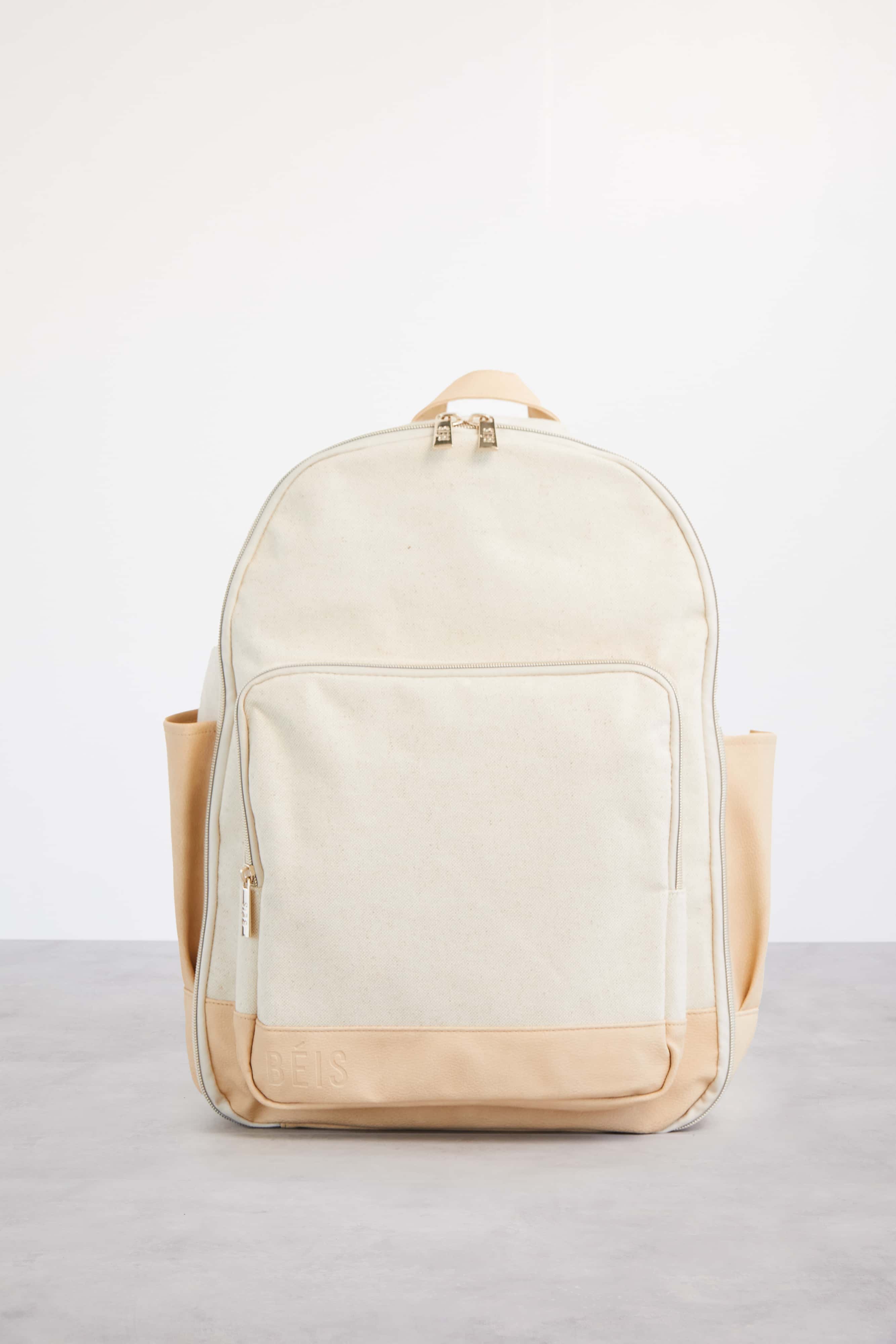 Premium Beige Travel Backpack - Lightweight Durable Carry-On Backpack for Men & Women - Perfect for Airplane, Hiking, Business & Weekend Getaways