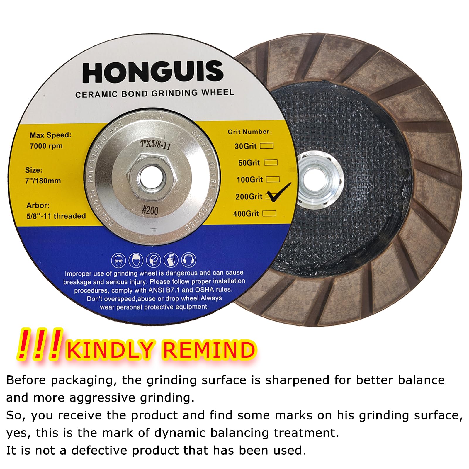 7 Inch Ceramic Bond Edge Cup Grinding Wheel with 5/8