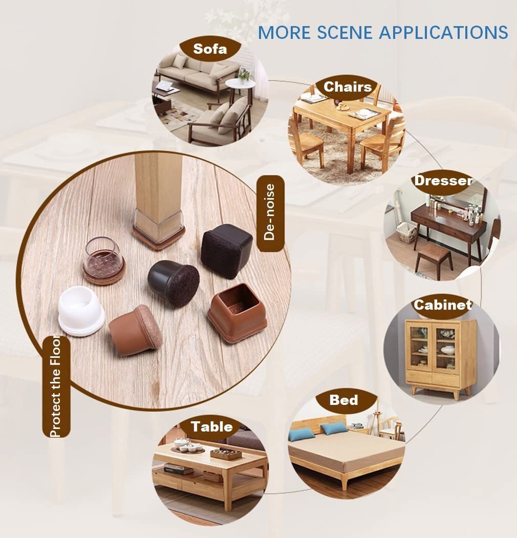 FEEIMOL 16-Piece Furniture Chair Leg Protectors, Non-Slip Rubber Pads for Chairs & Tables, Round Dark (19-25mm) - Perfect for Hardwood Floors, Tile & Laminate Protection