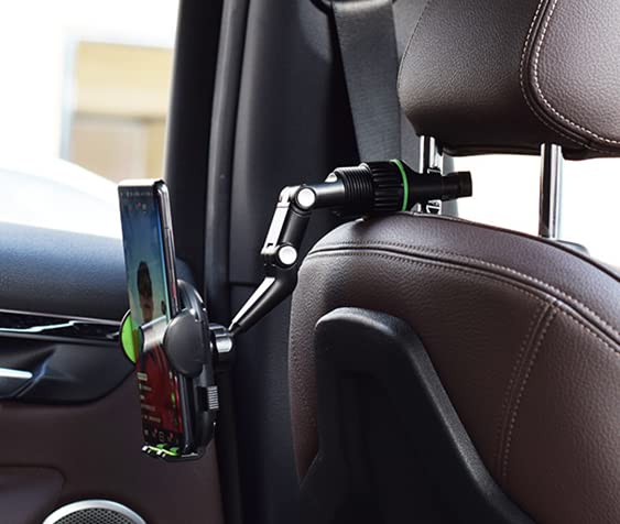 360° Adjustable Rearview Mirror Car Mount Phone Holder - Universal Multifunctional Pop Cell Phone Cradle for iPhone, Samsung & GPS - Perfect for Driving, Navigation & Hands-Free Calls (Grey)