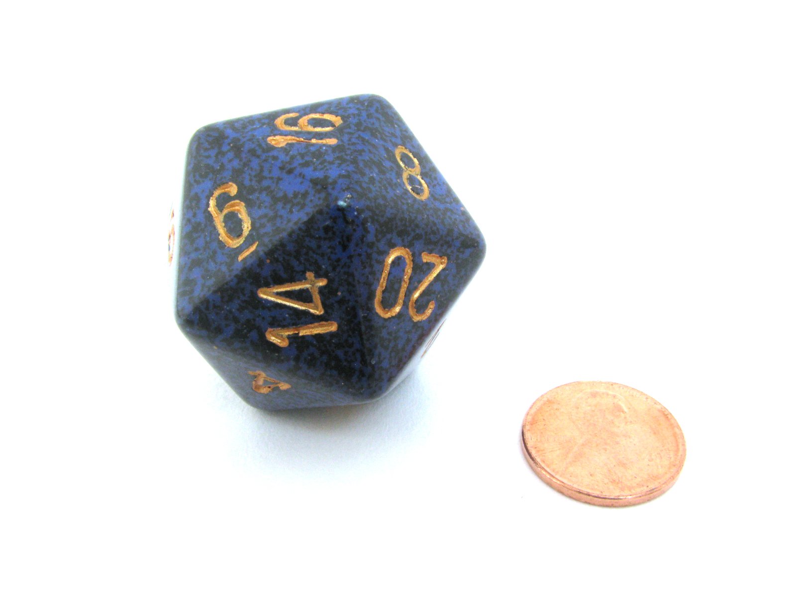 Jumbo d20 Counter - 34mm Speckled Dice in Golden Cobalt for D&D, RPG Games & Tabletop Gaming Accessories